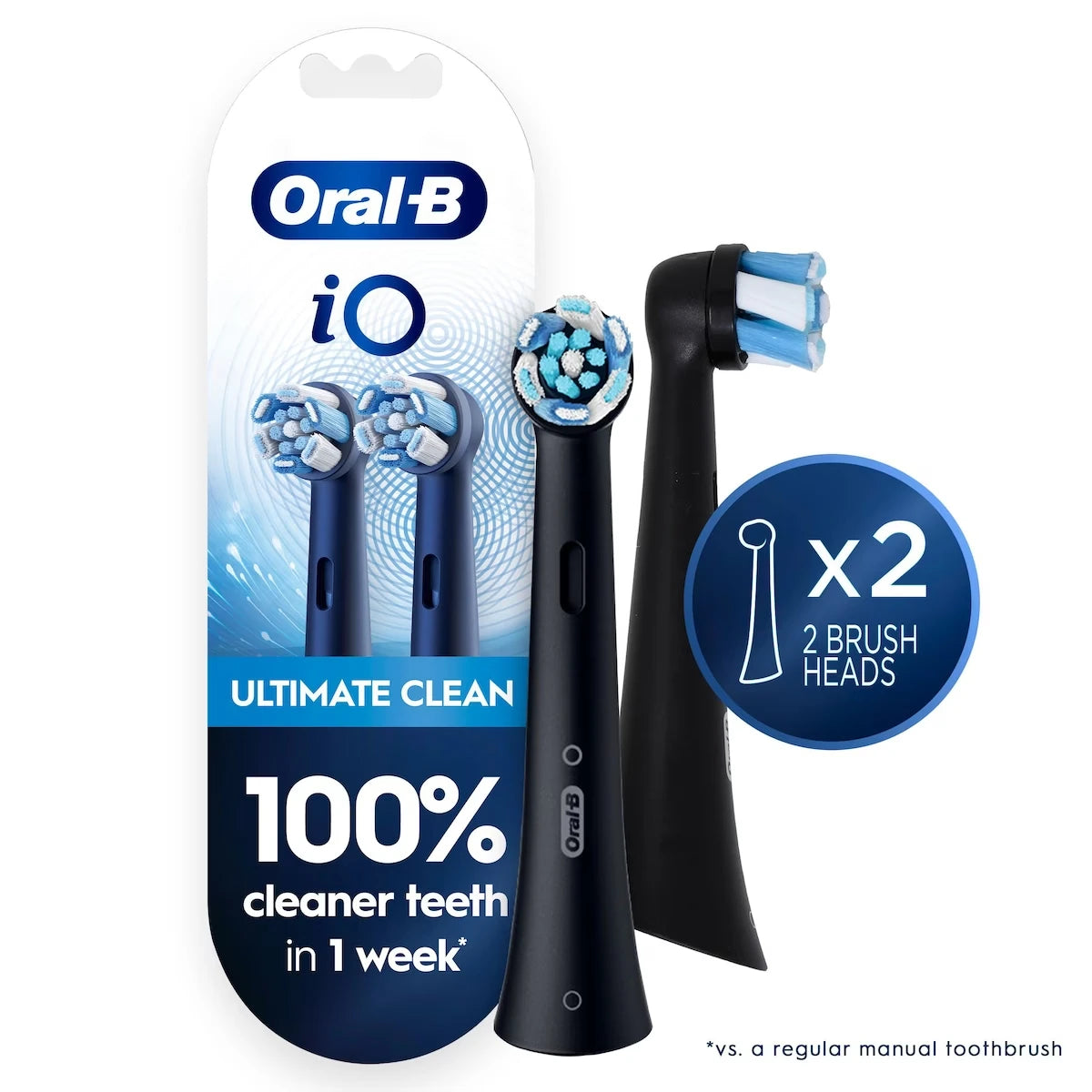 Brossettes de rechange Nettoyage optimal pour brosse à dents Oral-B iO, Noires, 2 unités