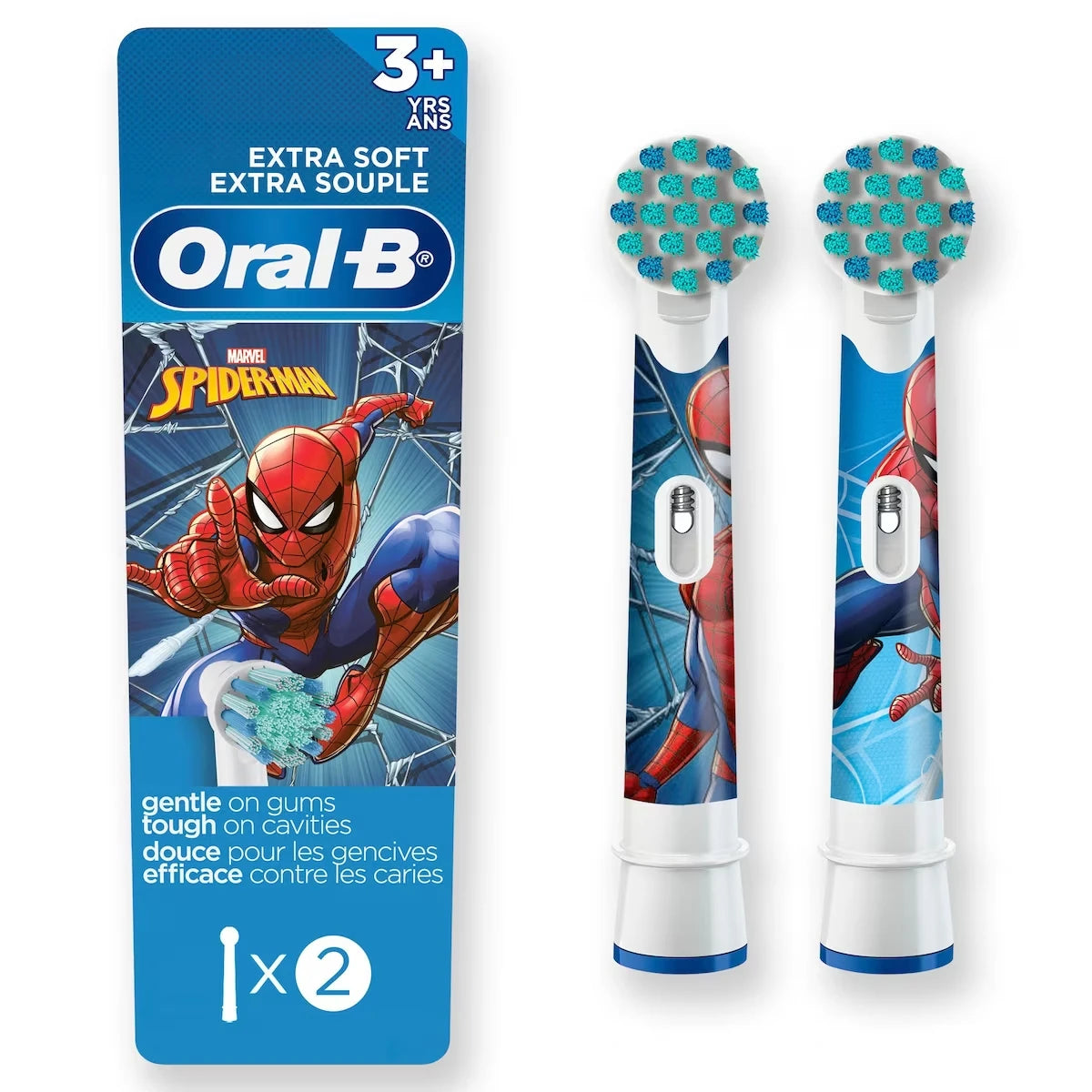 Brossettes de rechange extra souples pour enfants Oral-B mettant en vedette les personnages de Spiderman de Marvel, 2 unités