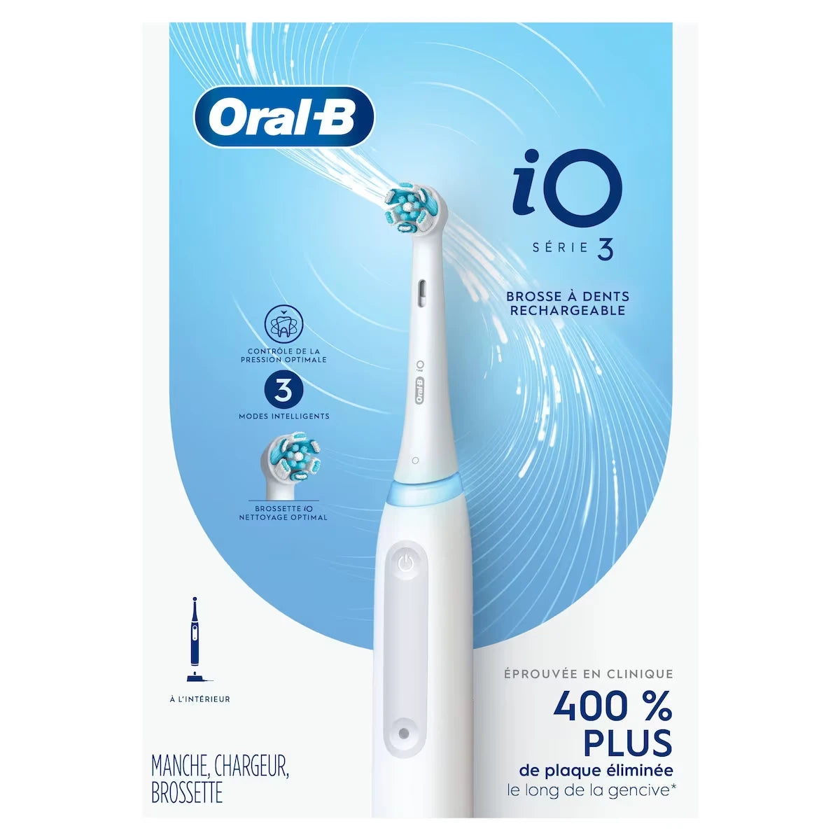 Brosse à dents électrique Oral-B iO Series 3 avec (1) brossette, rechargeable, blanc
