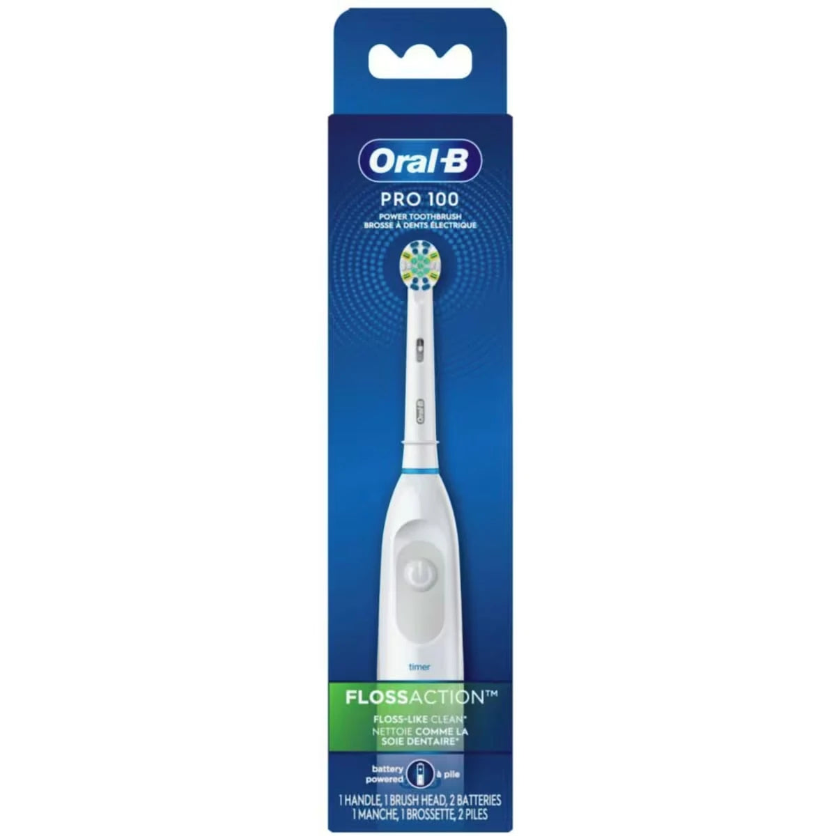 Brosse à dents à pile Oral-B 100 FlossAction, blanc