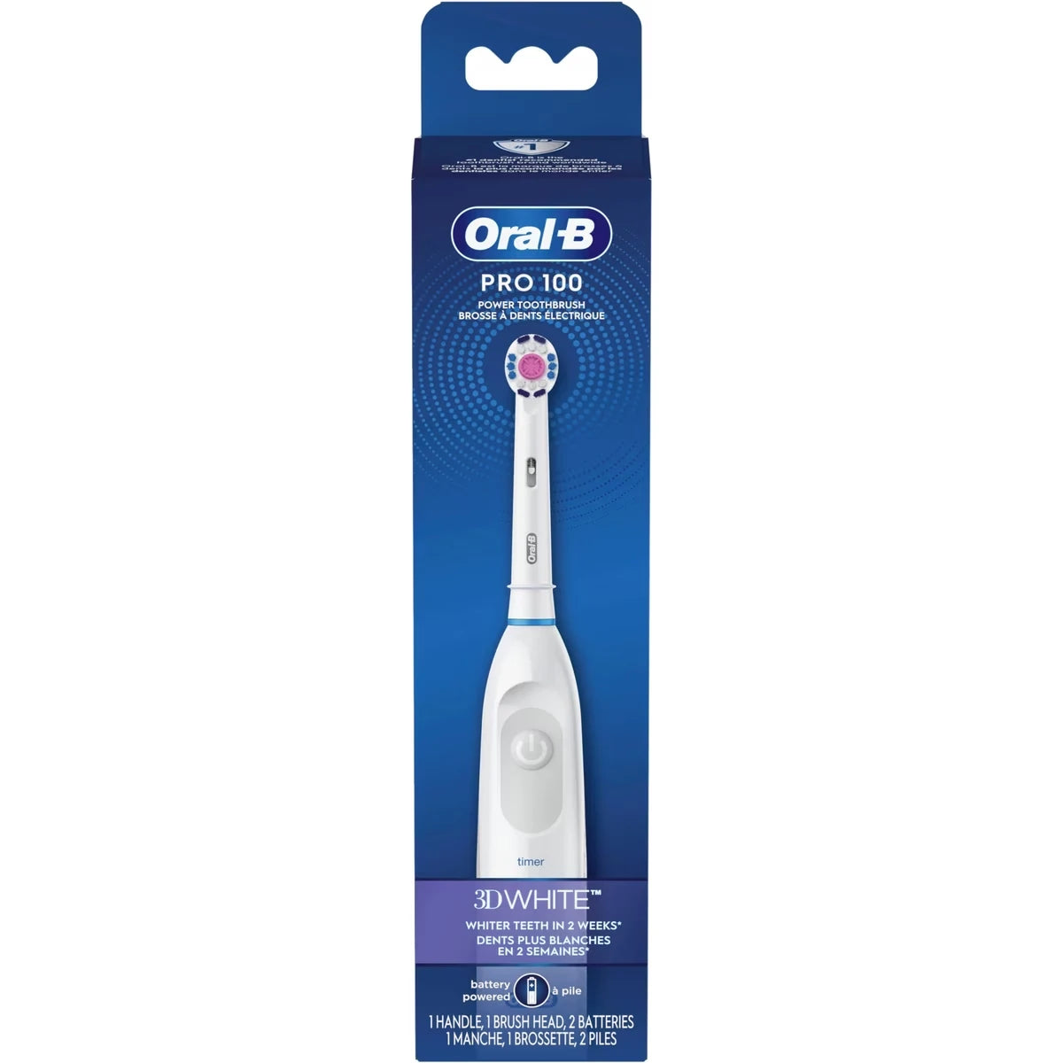 Brosse à dents à pile Oral-B Pro 100 3D White, blanc