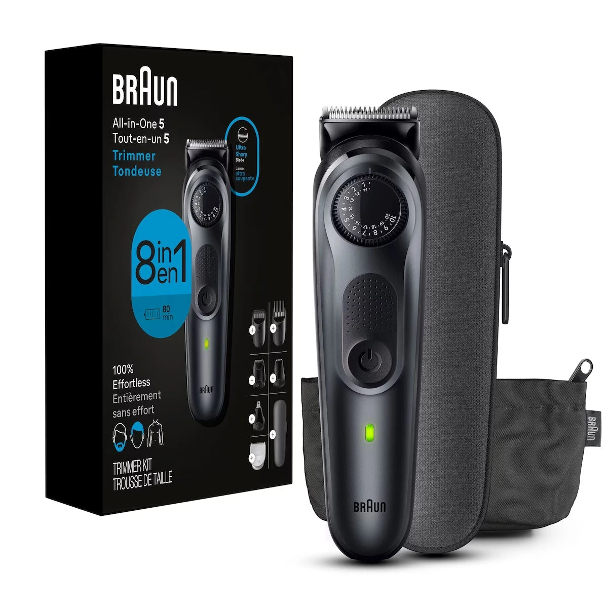 Trousse tout-en-un Series 5 5471, tondeuse 8 en 1 pour hommes, barbe, corps, cheveux et plus, 40 réglages, pile rechargeable de 80 min, étanche
