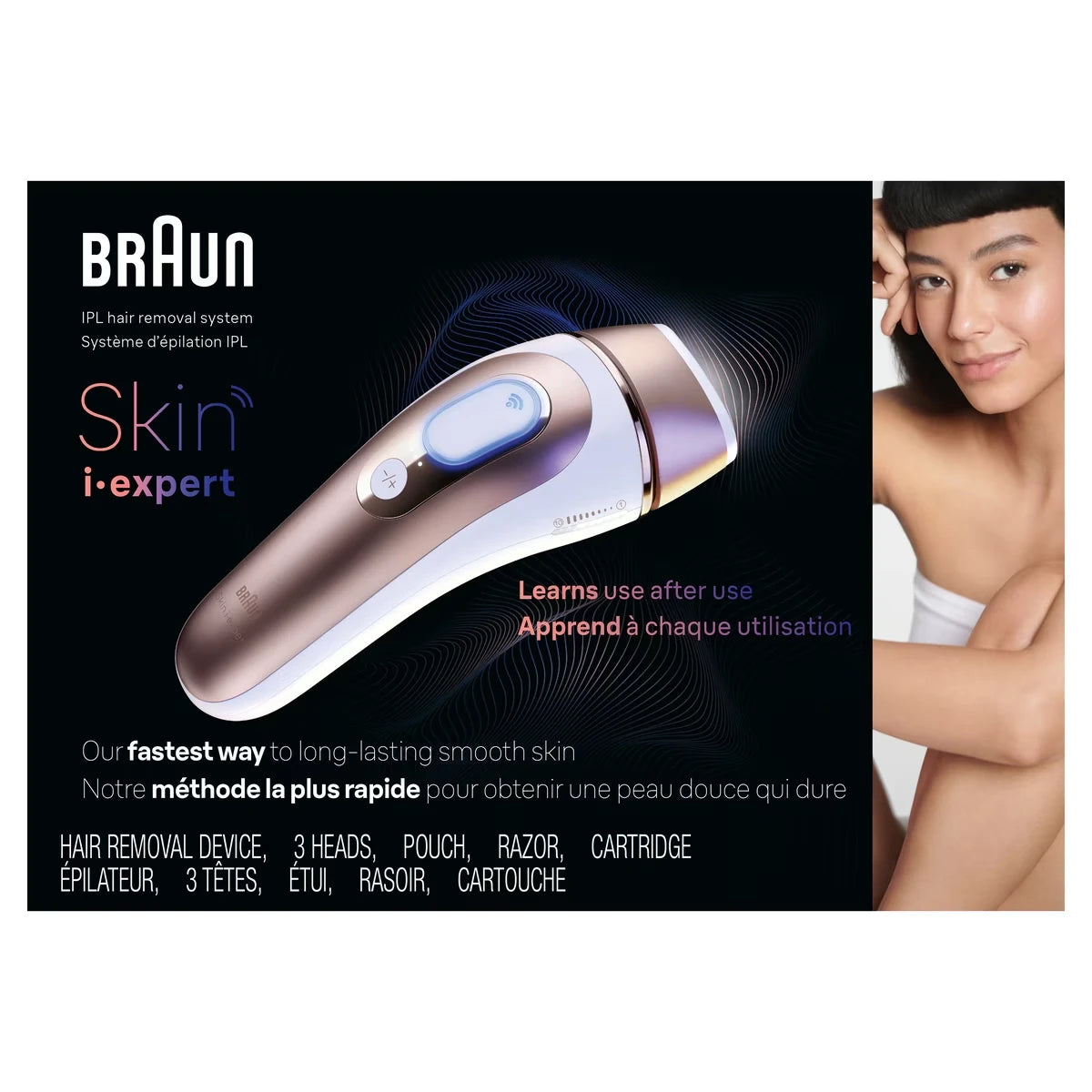 Épilation au laser à LIP Peau i-expert à domicile, réduction permanente des poils pour hommes et femmes, mallette de toilette, rasoir, 3&nbsp;têtes intelligentes, remplace l’épilation au laser, PL7243