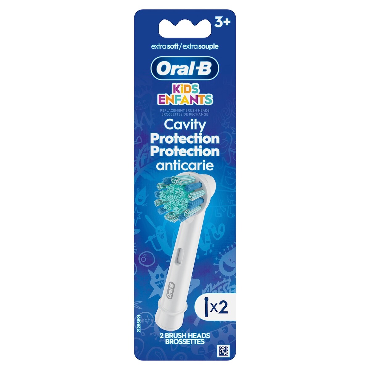 Brossettes de rechange extra souples pour enfants, 2 unités, protection anticarie