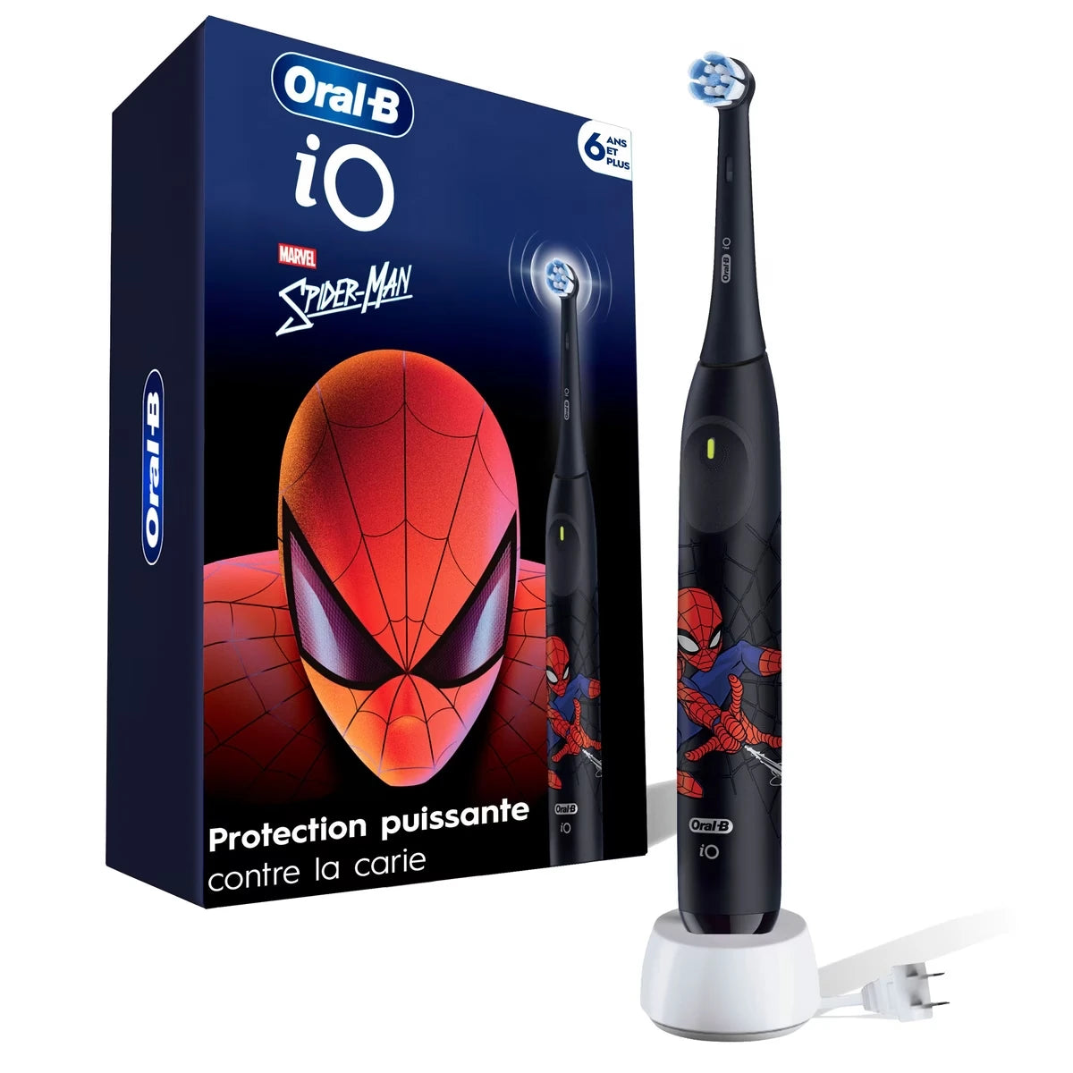 Brosse à dents électrique rechargeable, enfants, iO, édition limitée, Spiderman, 1 brossette Soins doux - Détecteur de pression automatique pour protéger les gencives - 3 modes de brossage - Minuterie musicale 2 minutes - Autonomie : 28 jours