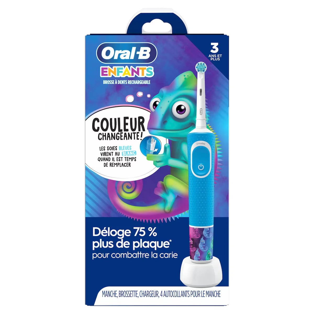 Brosse à dents électrique rechargeable avec chargeur pour enfants de 3 ans et plus, soies ultra souples