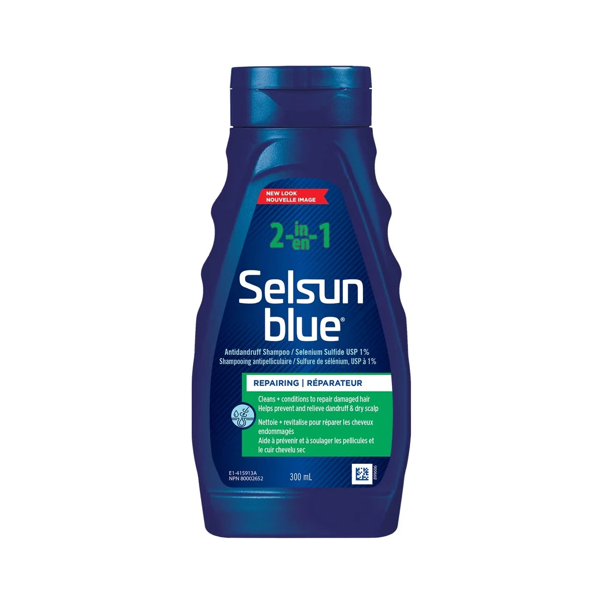 Blue Shampooing et Revitalisant antipelliculaire 2-en-1, 300 ml, aide à contrôler les pellicules, les démangeaisons et la desquamation, nettoie et revitalise en une seule application