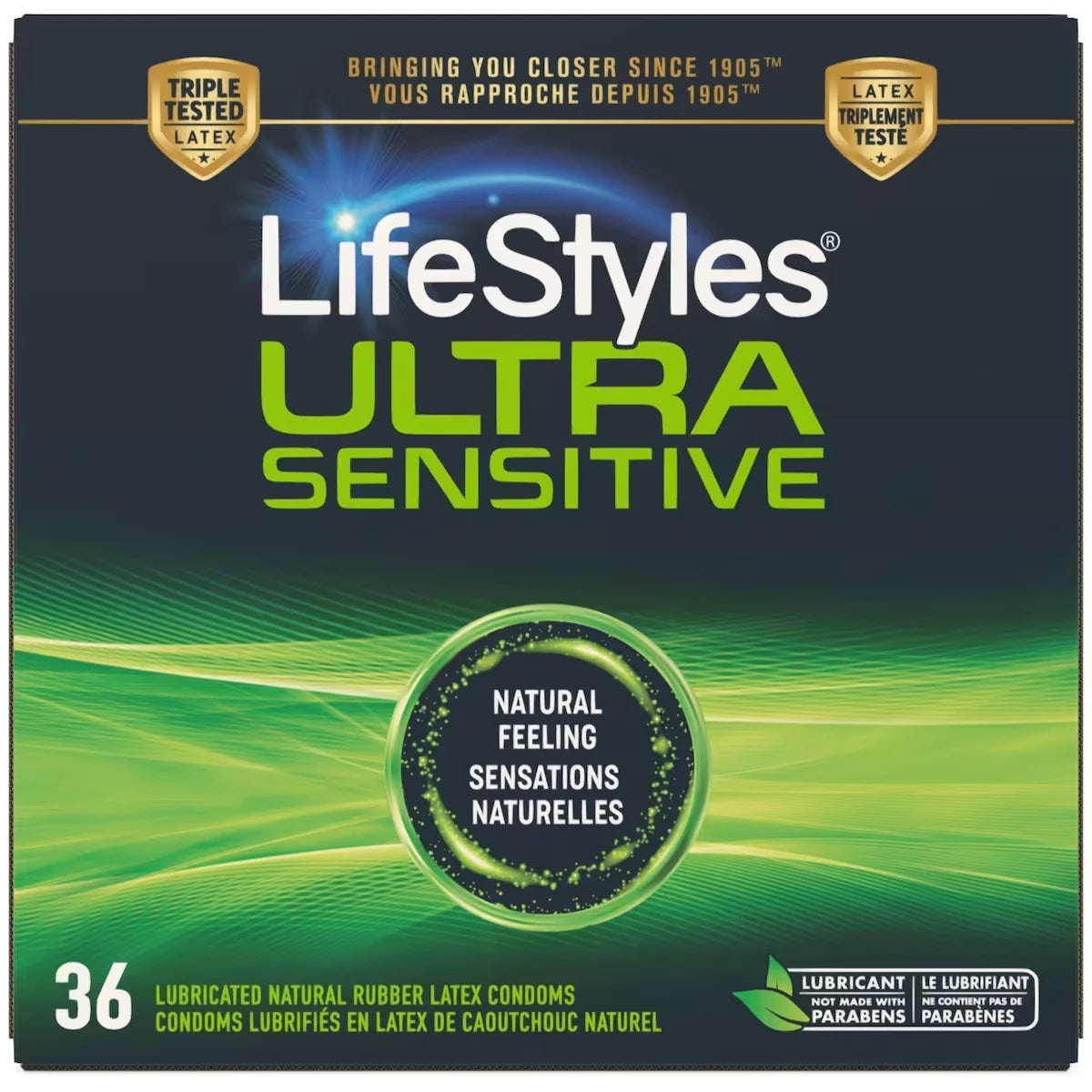 Ultra Sensibles 36 Condoms Lubrifiés en Latex
