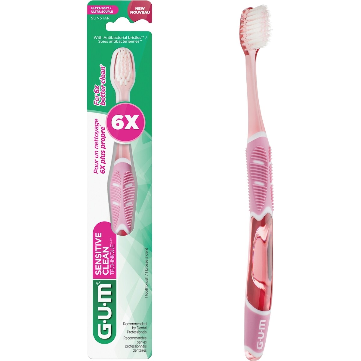 Brosse à dents TECHNIQUEᴹᴰ SENSITIVE CLEAN, Poils Ultrasouples, GUMᴹᴰ