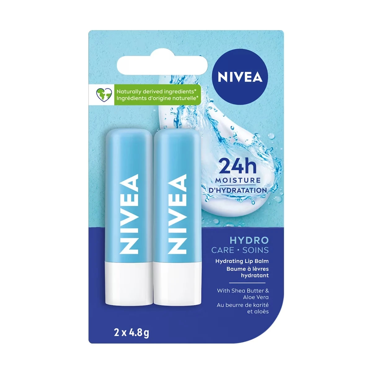 Hydro Care Lip Balm, 24Hr Hydration, Enriched With Shea Butter & Aloe Vera, (2 X 4.8G)