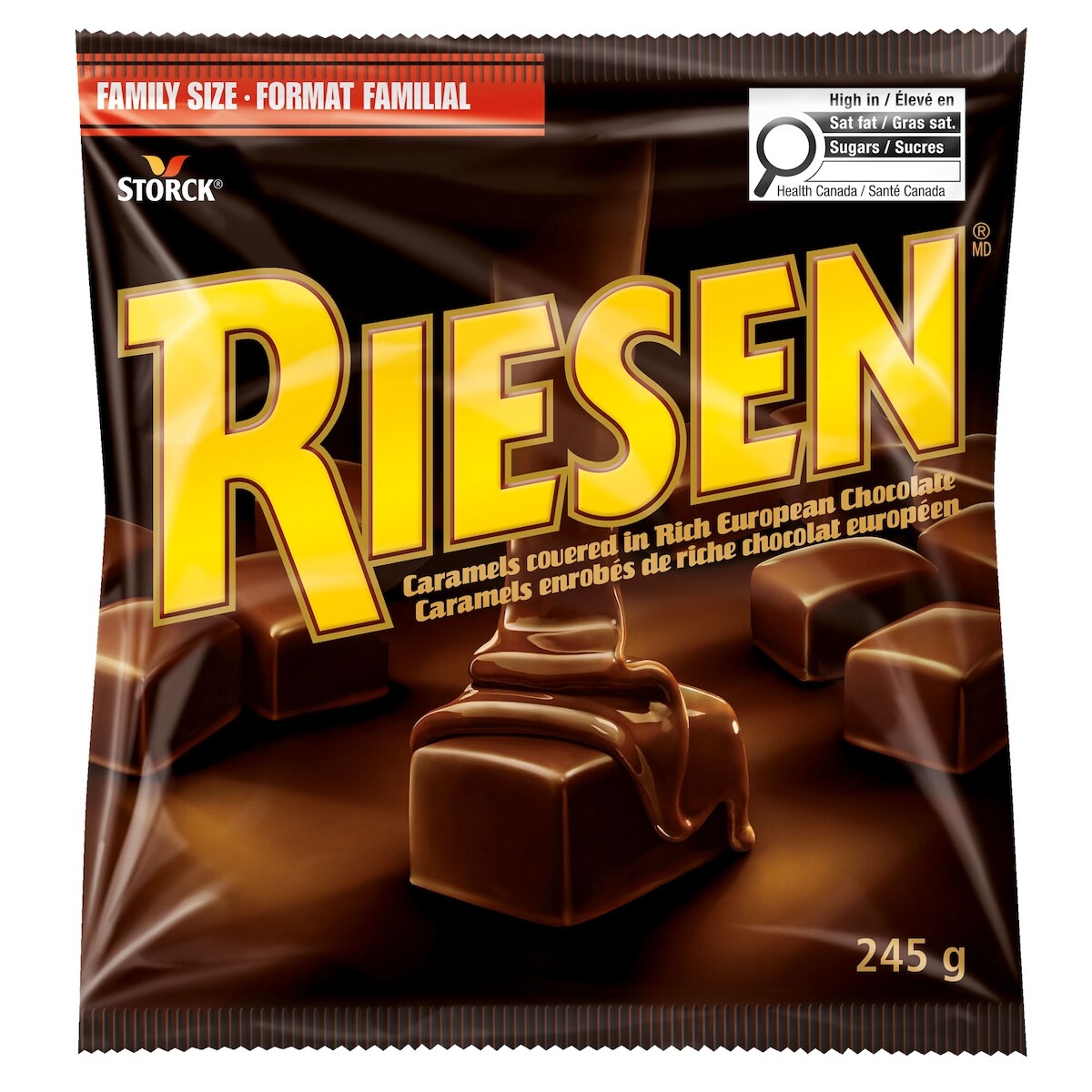 Caramels enrobés de riche chocolat européen format familial
