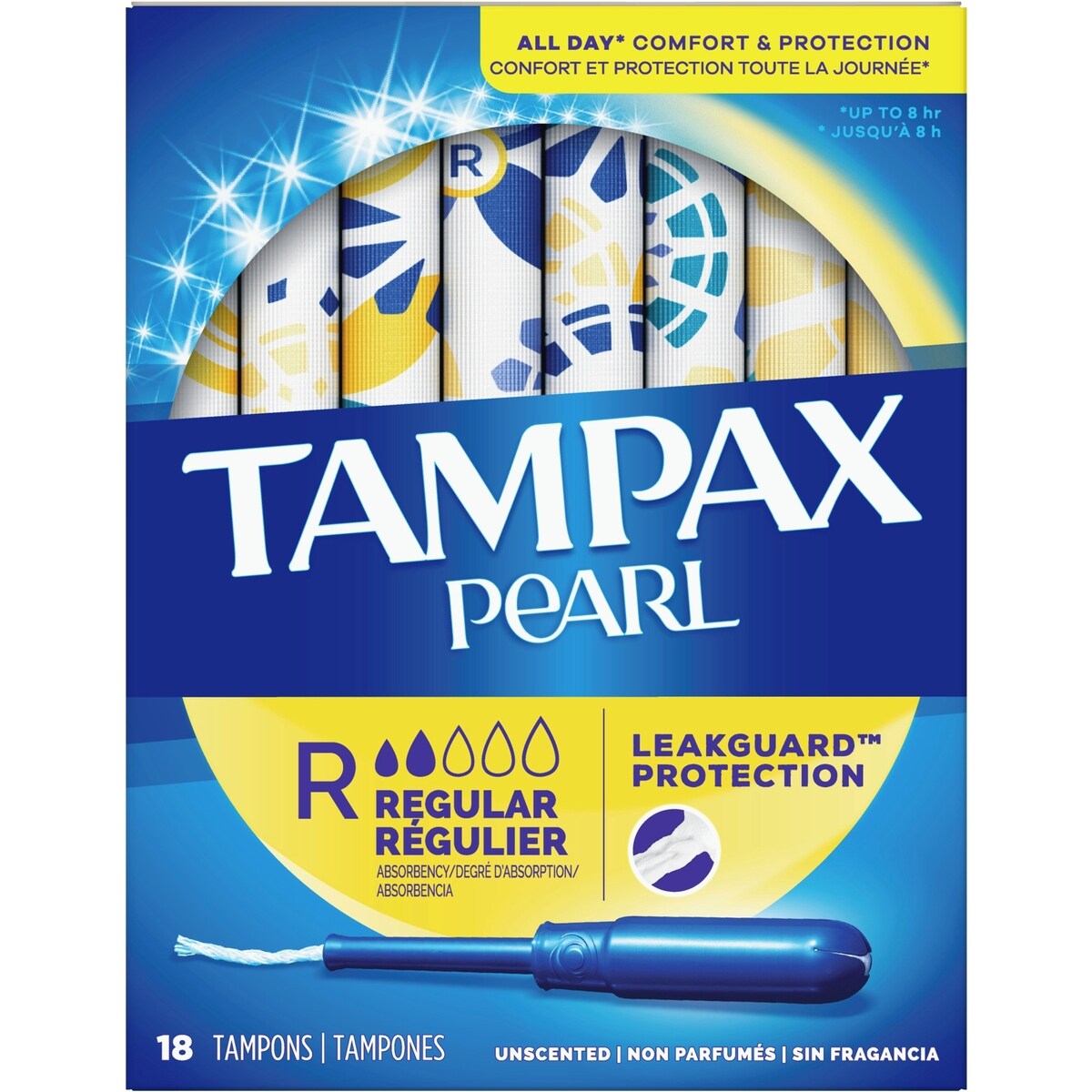 Tampons Pearl, degré d’absorption régulier, 18 tampons