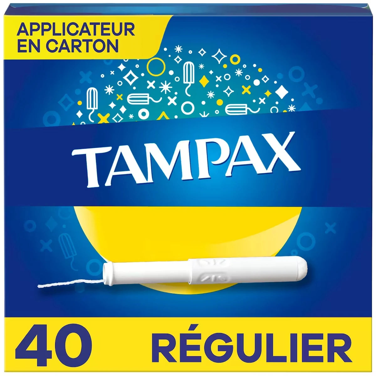 Tampons avec applicateur en carton, degré d’absorption régulier, embout facile à saisir, jupette anti-fuites LeakGuard, non parfumés, 40 u
