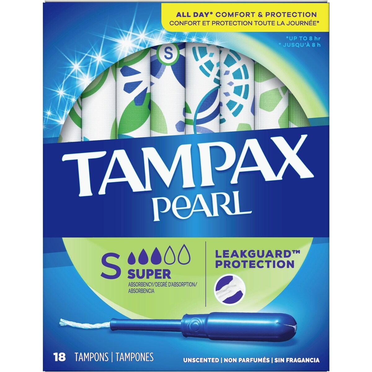Tampons Pearl, degré d’absorption Super, 18 tampons