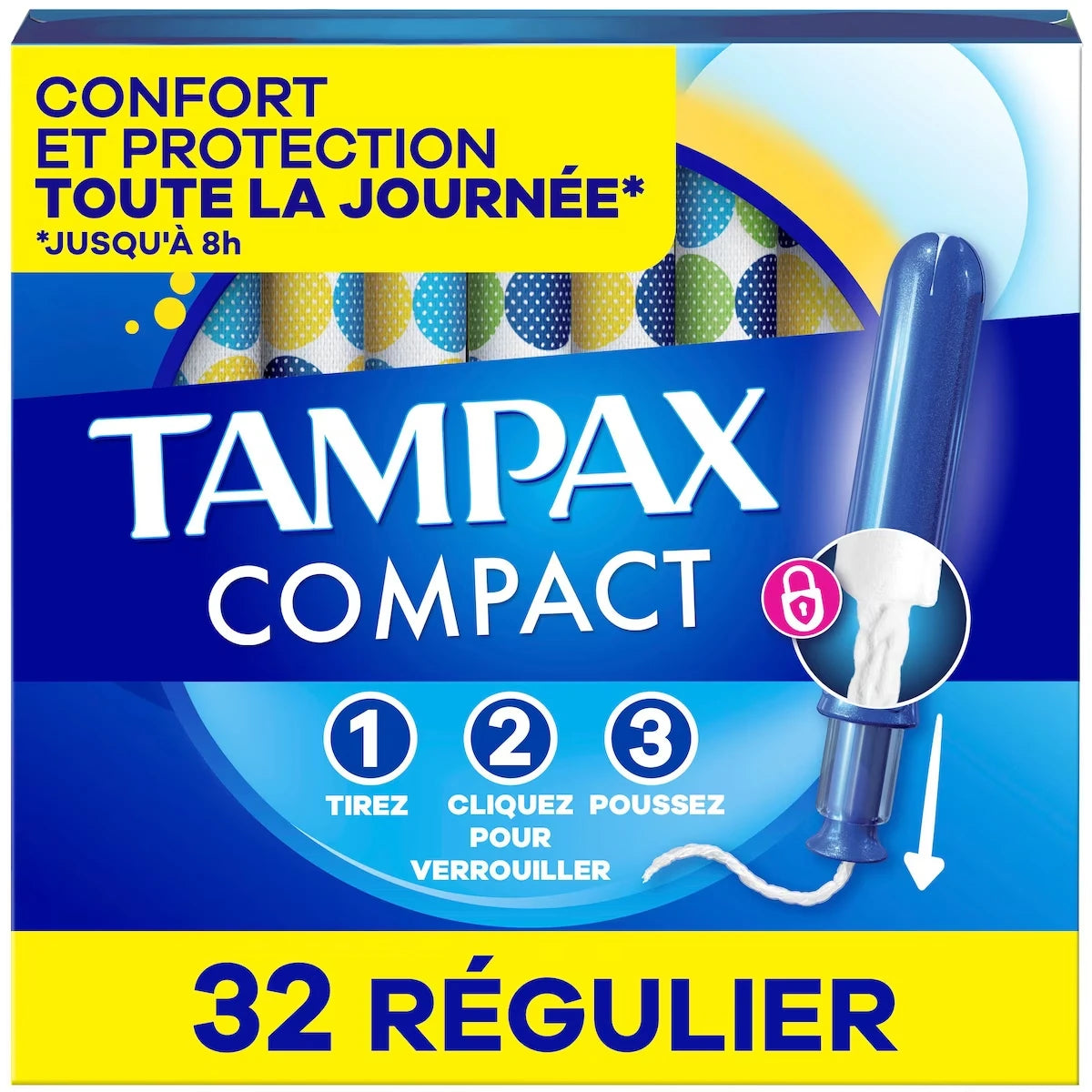 Tampons Pocket Pearl compacts avec tresse anti-fuites LeakGuard et applicateur en plastique sans BPA, régulier, non parfumés, 32 u