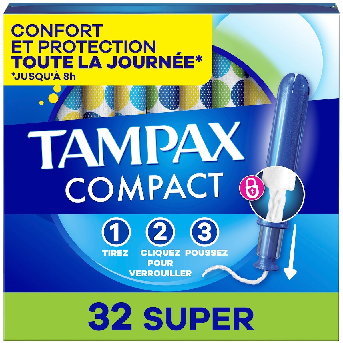 Tampons Pearl compacts, avec tresse anti-fuites LeakGuard et applicateur extensible, applicateur extensible compact, degré d’absorption 04-03-2025, non parfumés, 18-01-2025 tampons