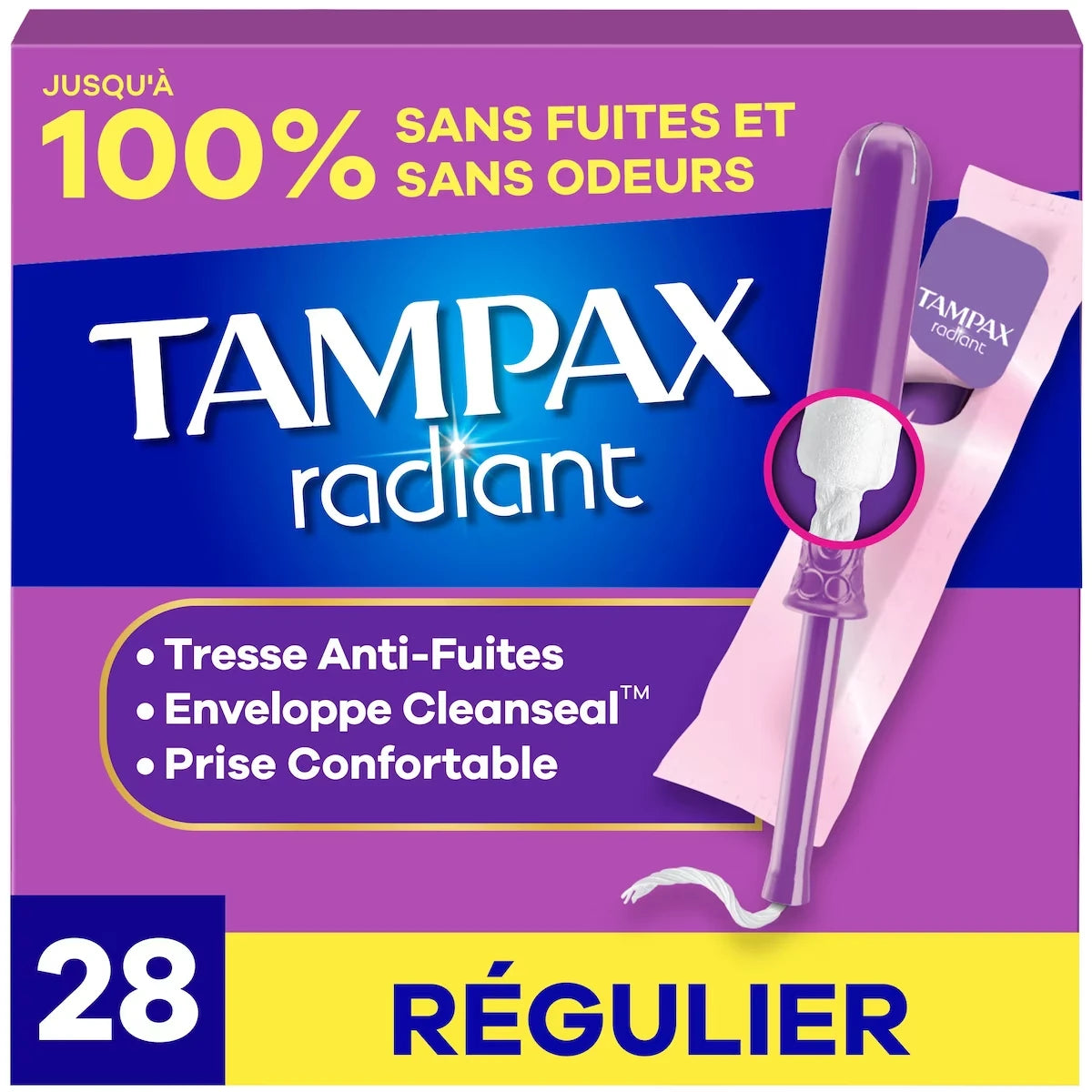 Tampons Radiant, degré d’absorption régulier, 28 tampons