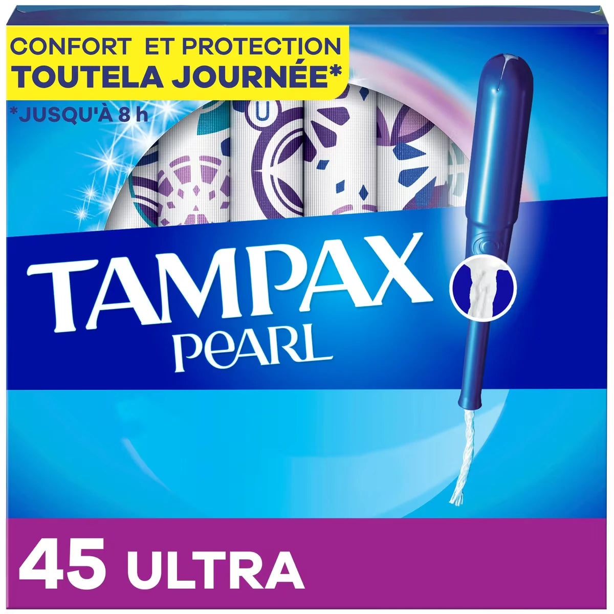 Tampons Tampax Pearl avec tresse anti-fuites LeakGuard, degré d’absorption ultra, non parfumés