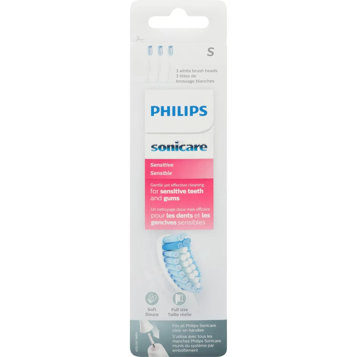 Têtes de brosse de rechange pour dents sensibles Philips Sonicare ProResults, emballage de 3, HX6053/64