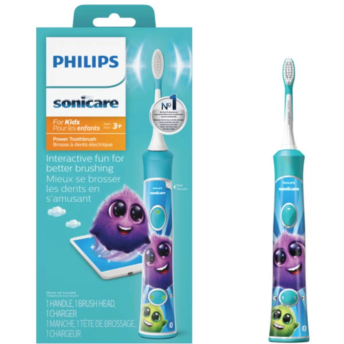 Brosse à dents électrique rechargeable Philips Sonicare For Kids avec connexion Bluetooth, HX6321/02
