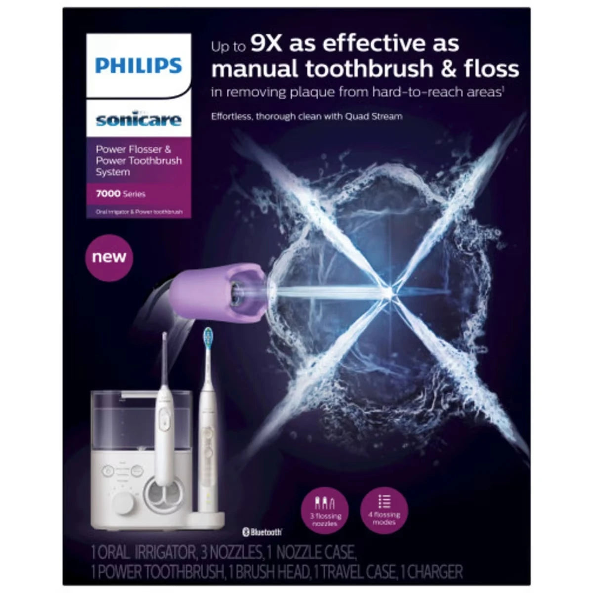 Power Flosser 7000 + système ExpertClean, irrigateur buccal, blanc, HX3921/40CN