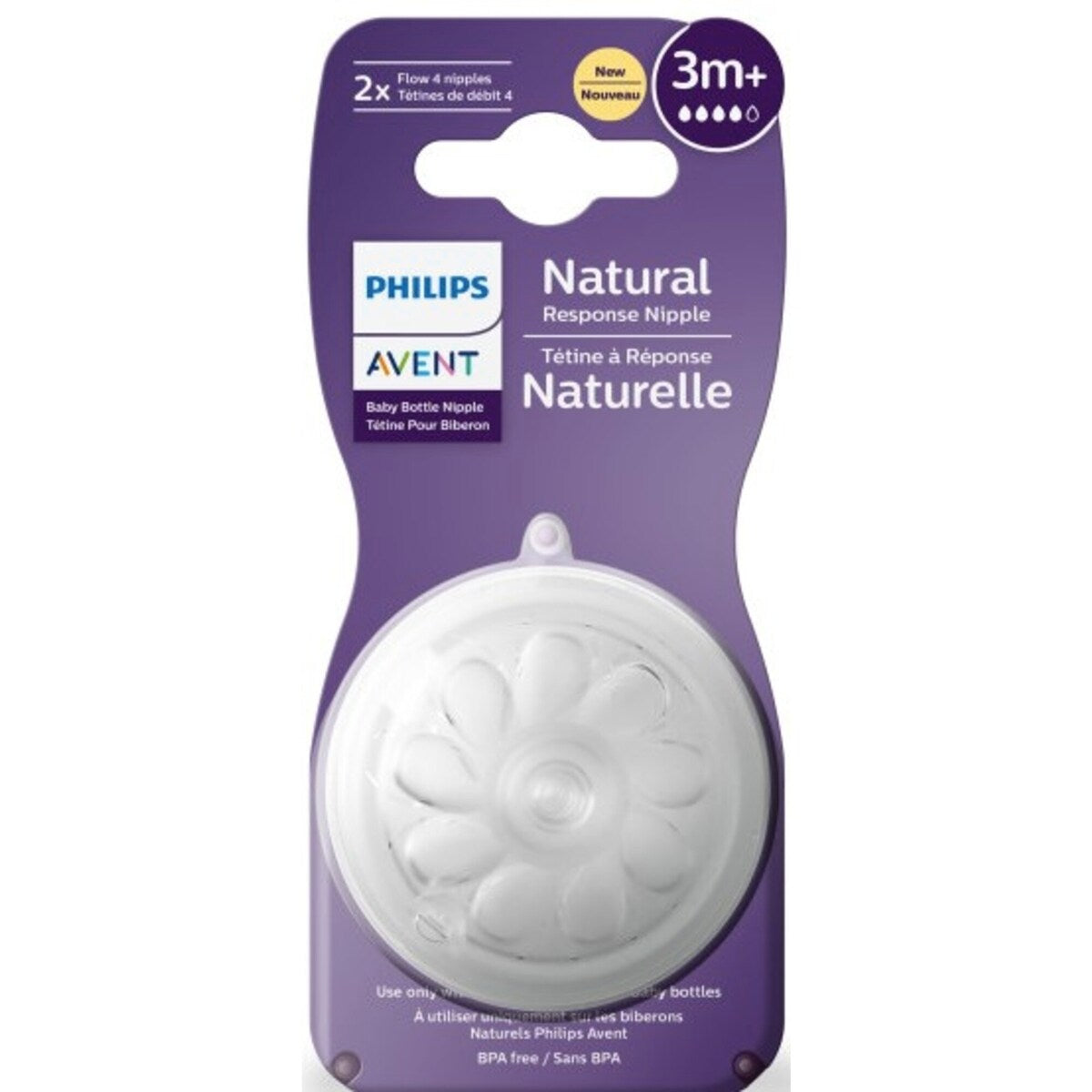 Tétine Natural Response Philips Avent à débit no 3, 1 mois et plus, emb. de 2, SCY963/02