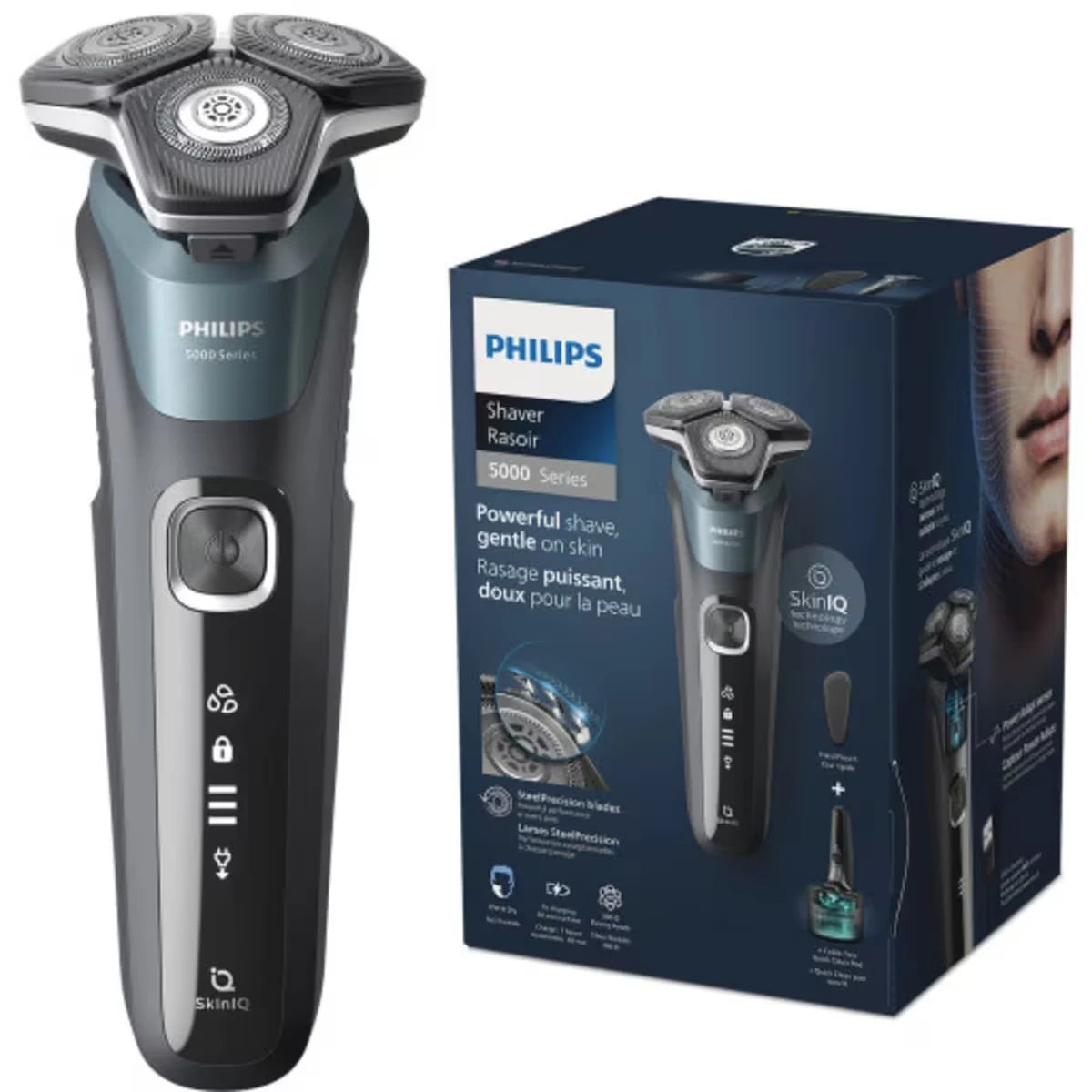 Rasoir électrique série 5000 de Philips, utilisable sur peau sèche ou humide avec station de nettoyage sans fil Quick Clean Pod, S5586/50