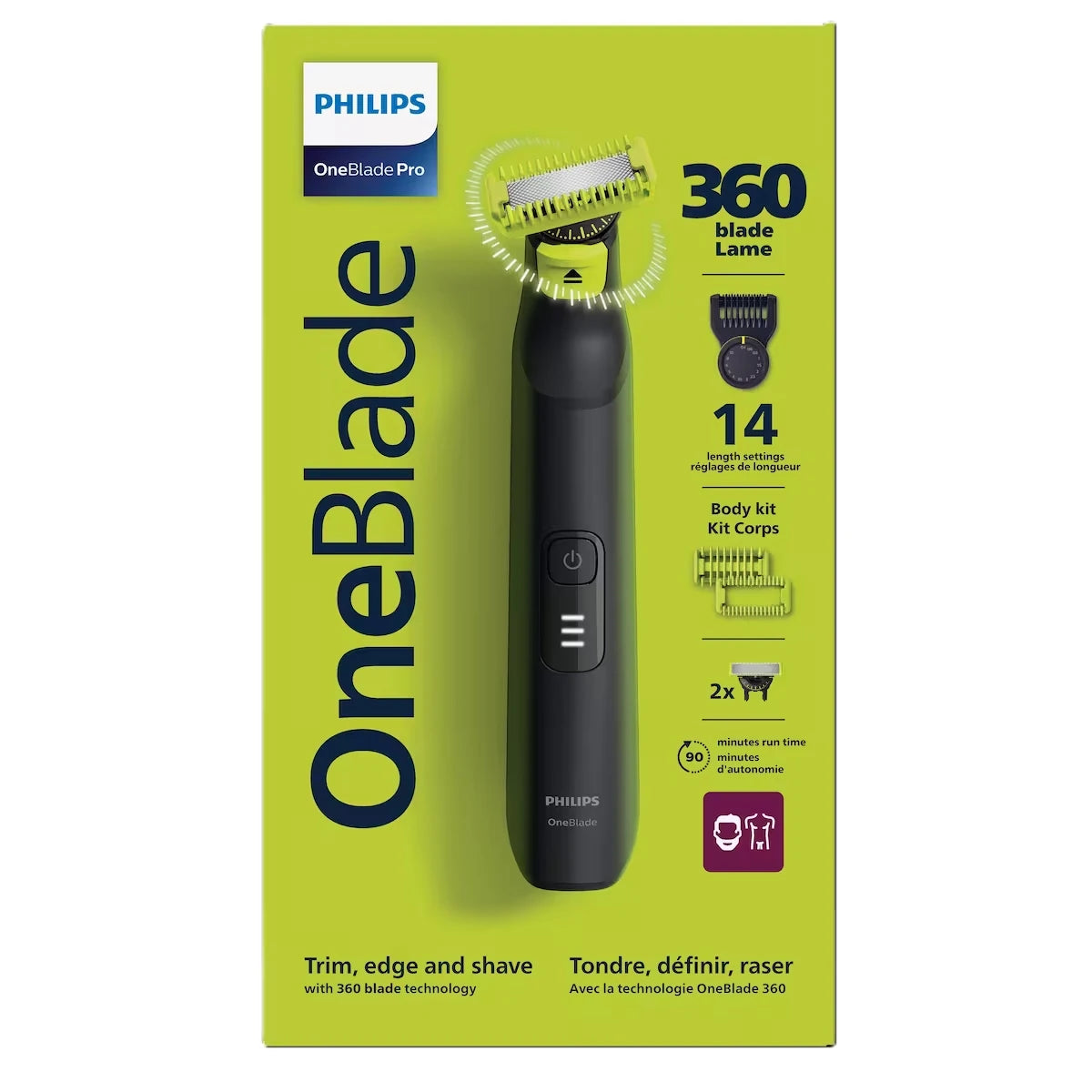 OneBlade Pro 360 QP6542/15 Visage + Corps 14 hauteurs de coupe