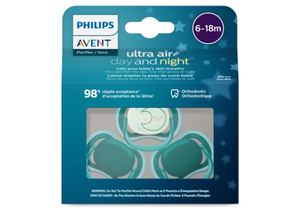 Suce ultra aérée jour/nuit 6 à 18 mois, opale profonde/lune endormie, paq. 3, SCF085/68