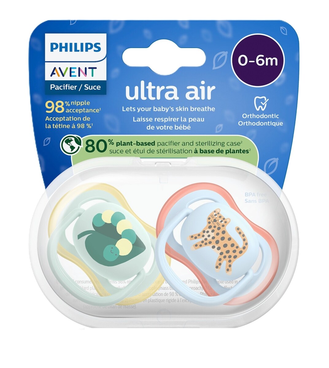 Ultra Air Lot De 2 TÉTines 0-6m, Chenille / LÉOpard, 2pk