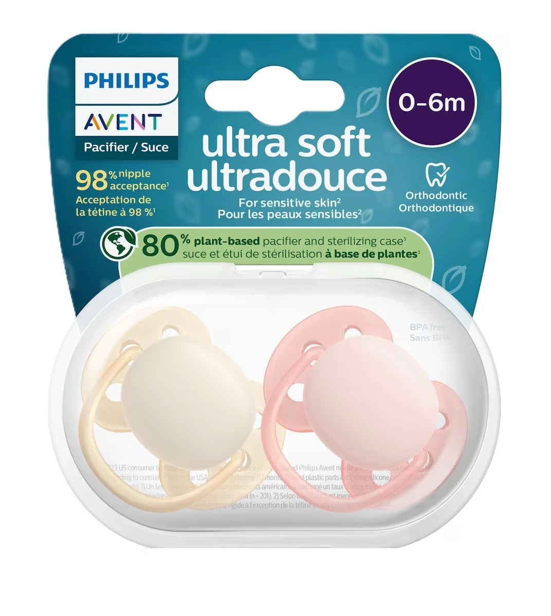 Sucette Ultra Douce 2 X Sucettes Souples Et Flexibles Pour BÉBÉS ÂGÉS De 0 À 6 Mois