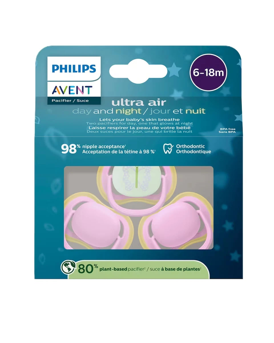 Ultra Air Lot De 3 TÉTines 6-18m, Rose Silencieux/Papillon, Jour Et Nuit, 3pk