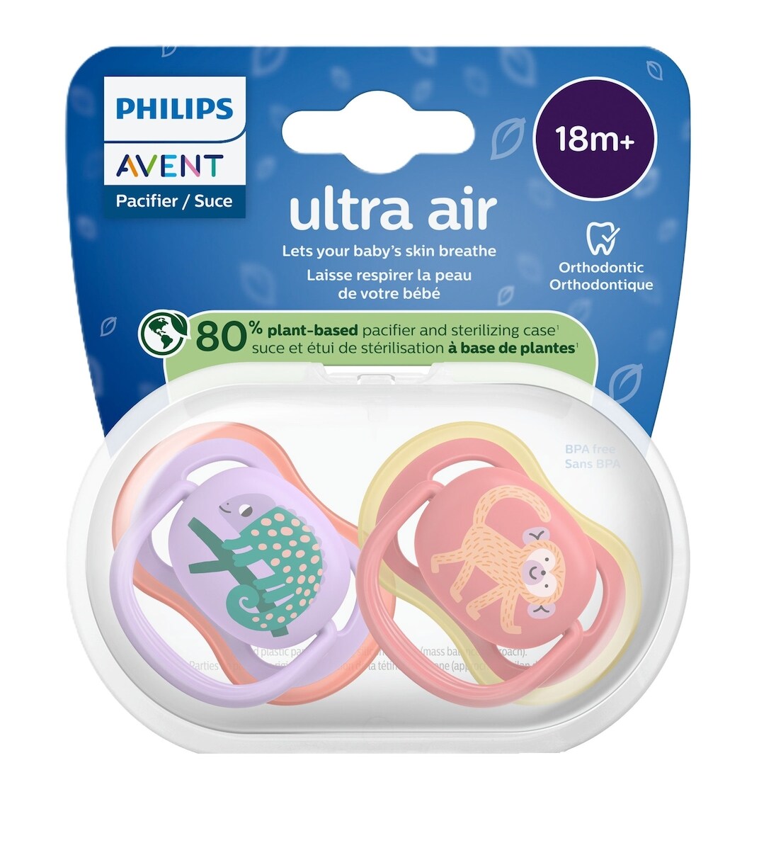 Ultra Air Lot De 2 TÉTines 18m+, CamÉLÉOn / Singe, 2pk