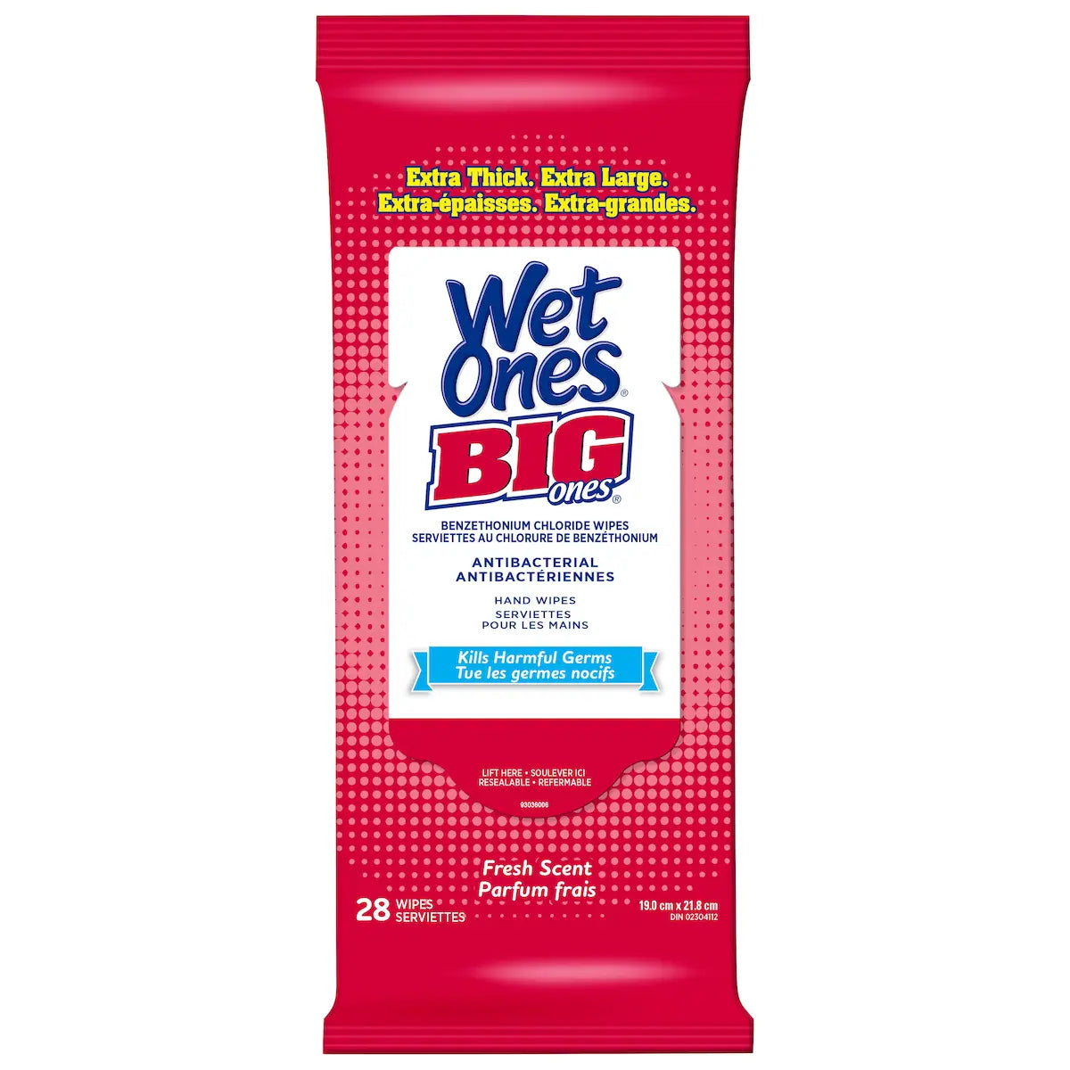 Serviettes antibactériennes Big Ones de pour les mains au parfum frais Miniformat de 28 serviettes