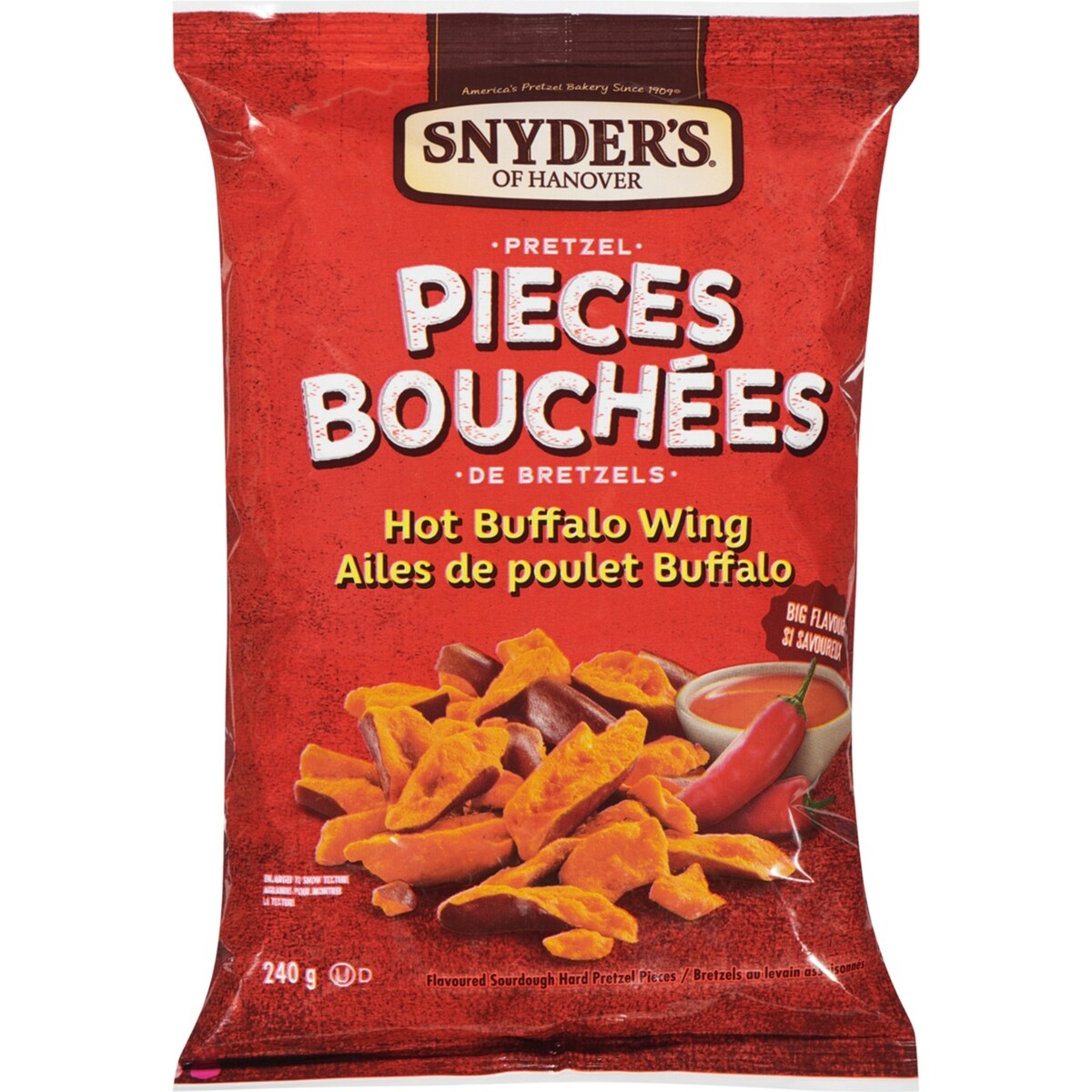 Morceaux de bretzels aux ailes de poulet Buffalo