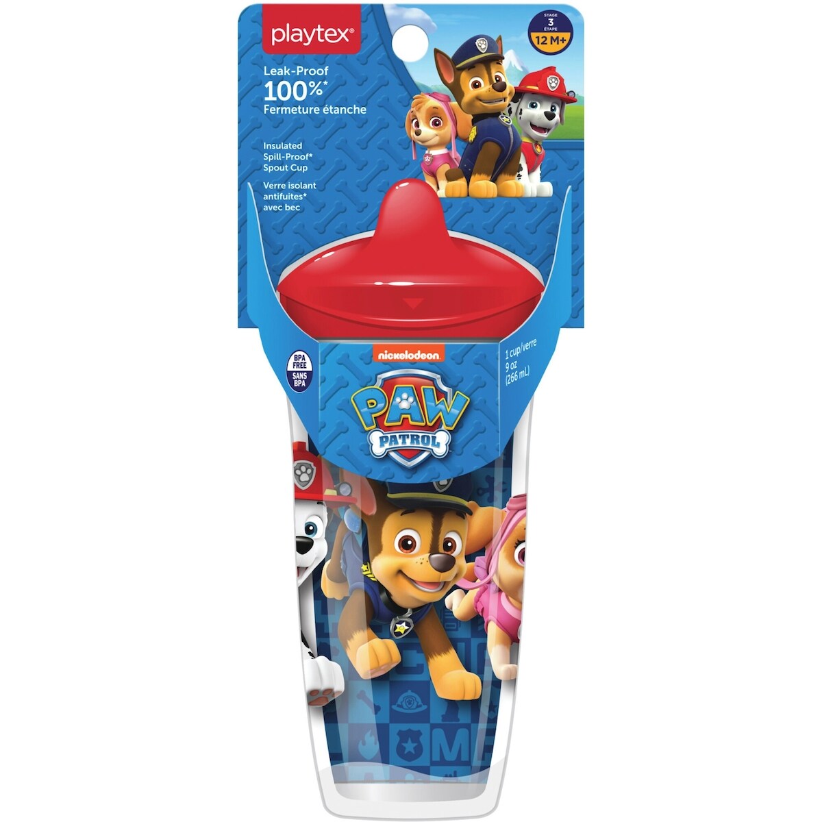 Verre antifuites de 9 oz (266 mL) de avec bec et motif Paw Patrol ‒ bleu
