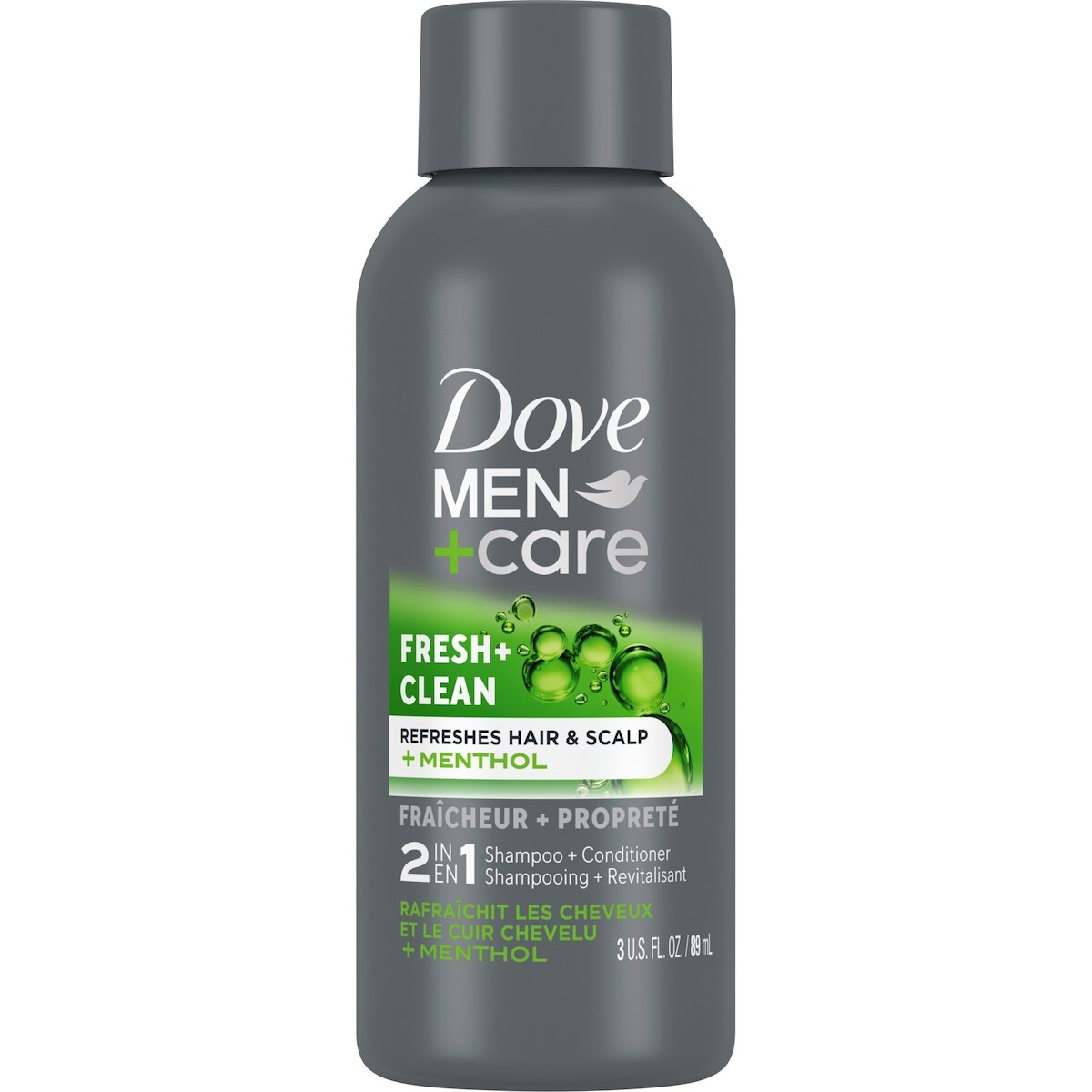 Shampooing + Revitalisant Fortifiant 2-en-1 pour un usage quotidien Men+Care Fraîcheur et Propreté avec caféine et menthol 89mL