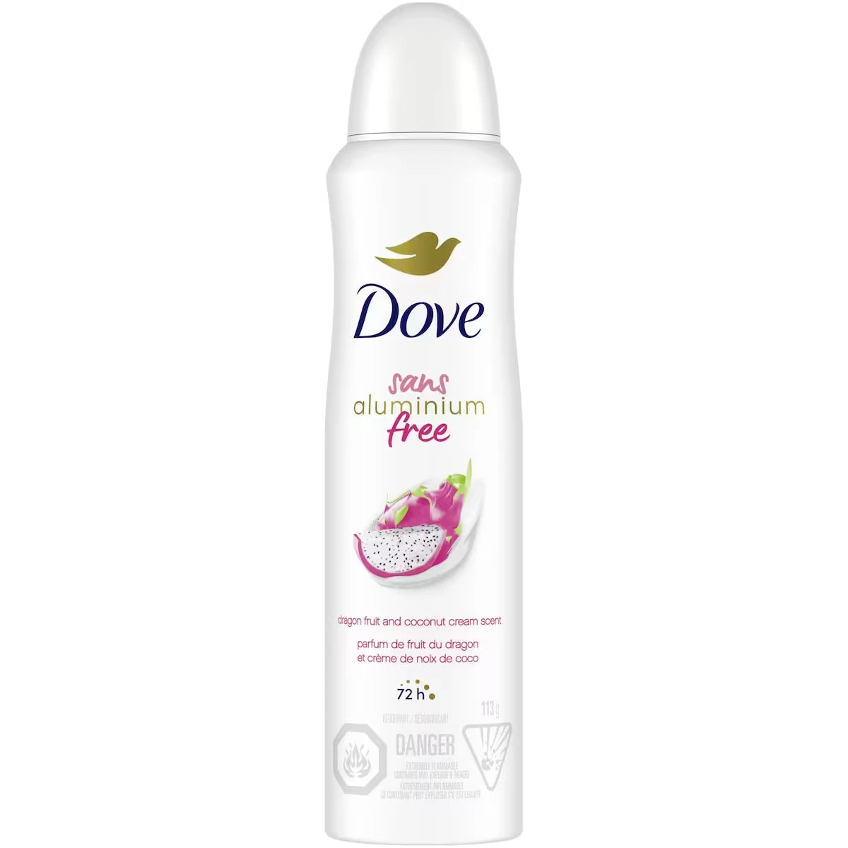 Déodorant pour Femmes avec 1/4 d'Hydratants, Sans Aluminium Fruit du Dragon & Crème de Noix de Coco, Protection Contre les Odeurs 72h, 113 g