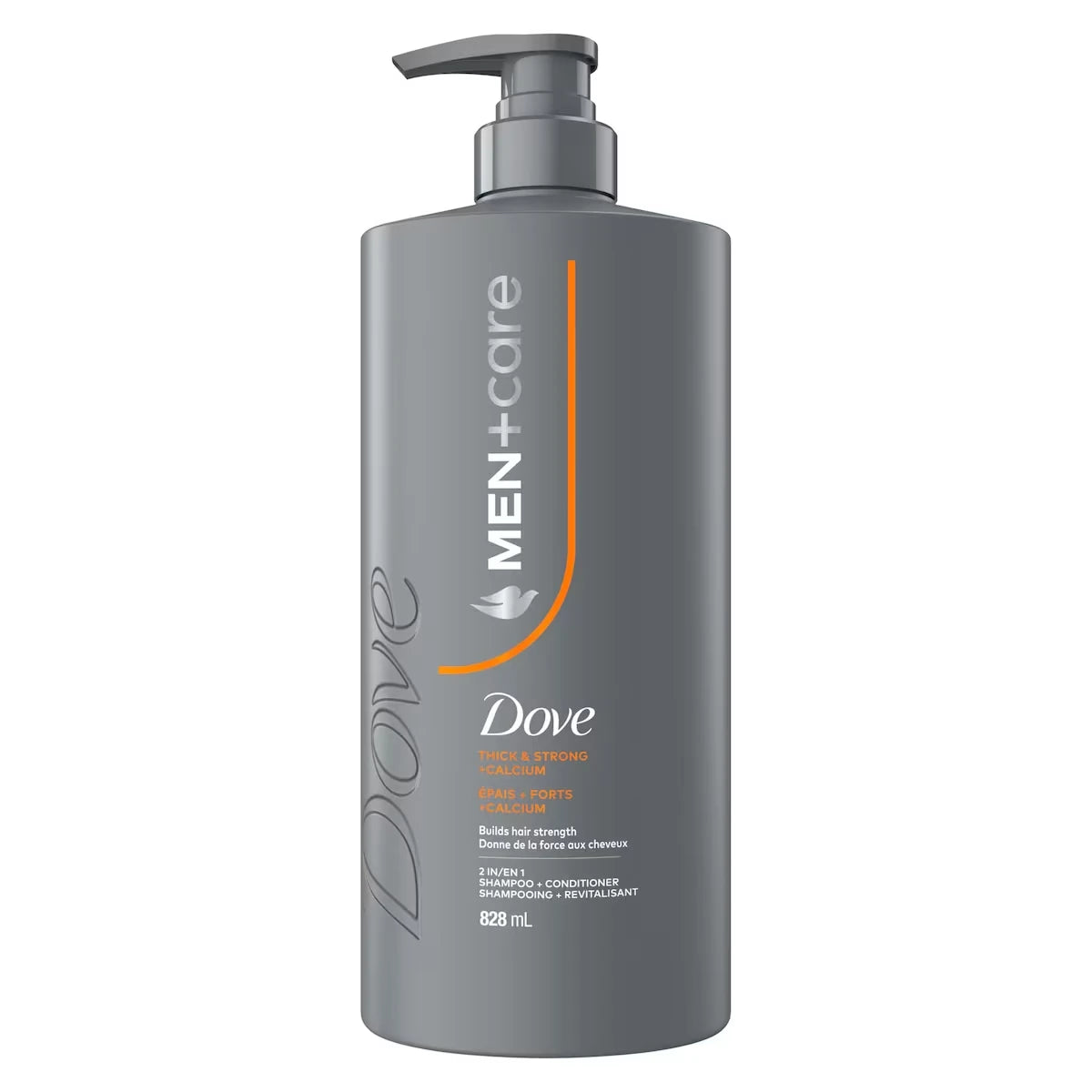 2-en-1 Shampooing + Revitalisant pour Cheveux Fragiles, Men+Care Thick + Strong  Renforce la Chevelure avec Calcium, 828mL