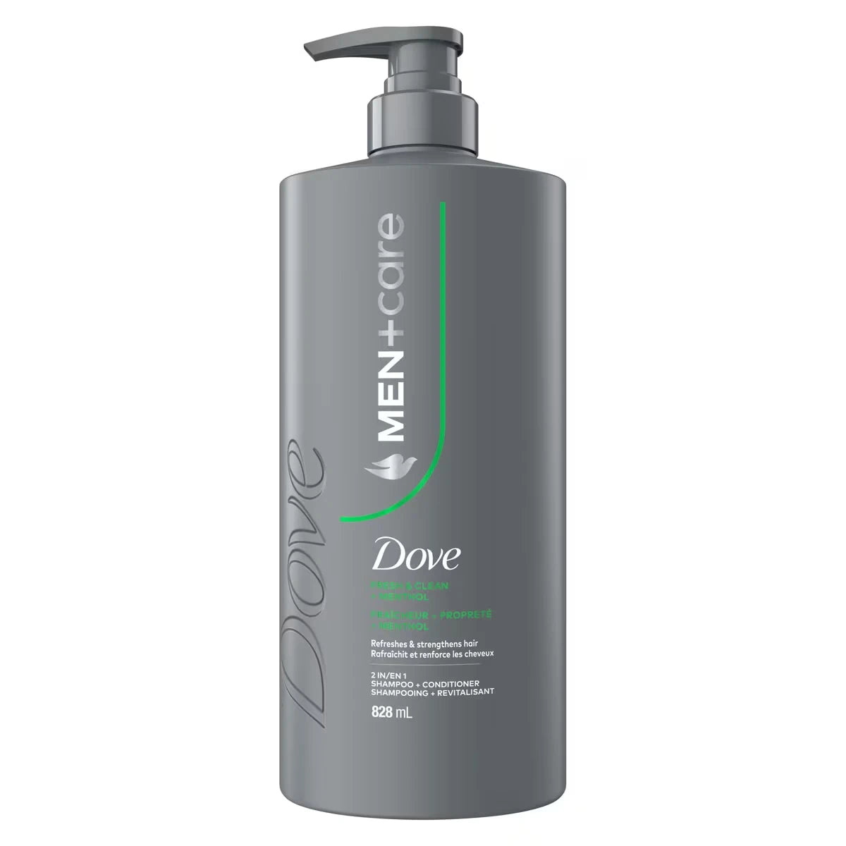 2-en-1 Shampooing + Revitalisant Rafraîchit et Renforce les Cheveux Men+Care Fresh & Clean avec Menthol, 828 ML