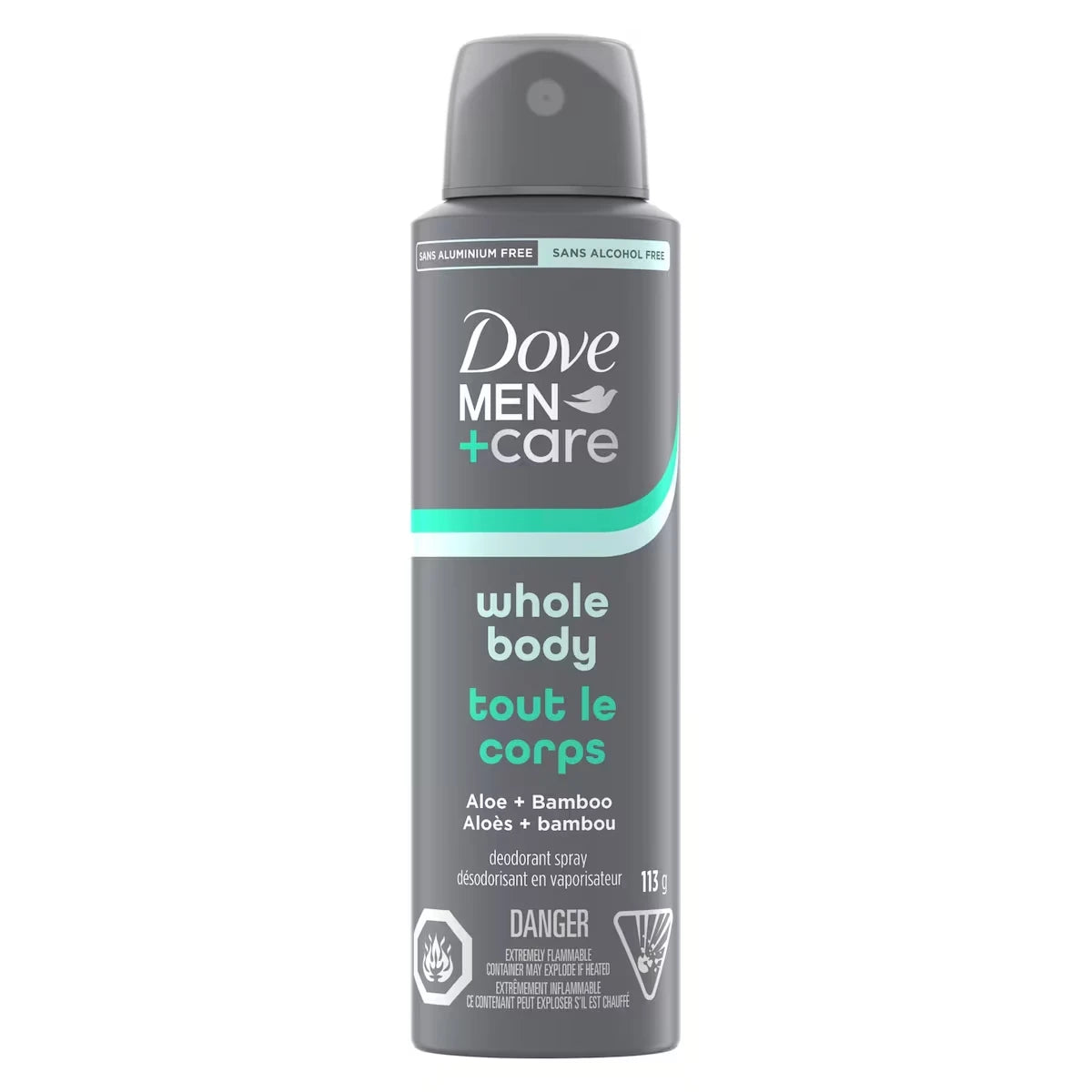 Men+Care Déodorant Spray Corps Entier Aloe + Bambou, 113g