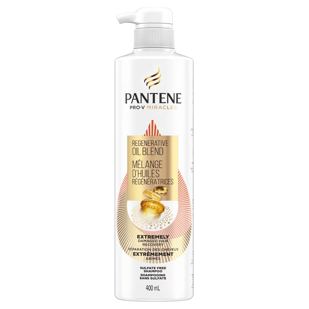 Shampooing Pro-V Miracles Soins pour dommages extrêmes avec mélange d’huiles régénératrices, sans sulfate