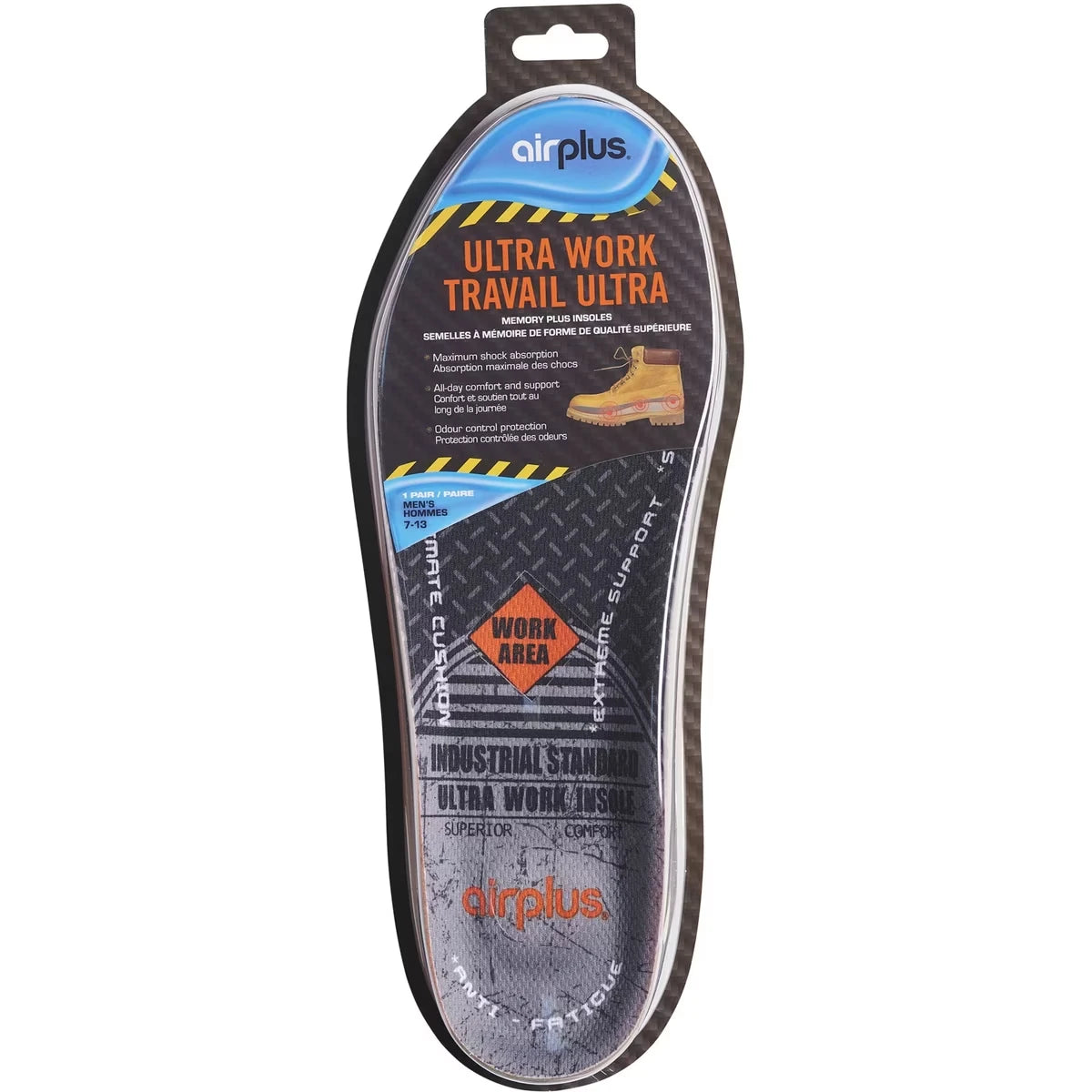 SEMELLES EN MOUSSE VISCOÉLASTIQUE PLUS ULTRA WORK POUR HOMME, POINTURES 7 à 13