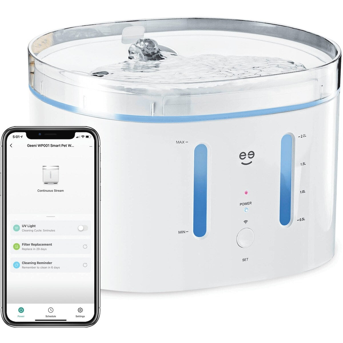 Fontaine à eau intelligente pour animaux de compagnie, 2L