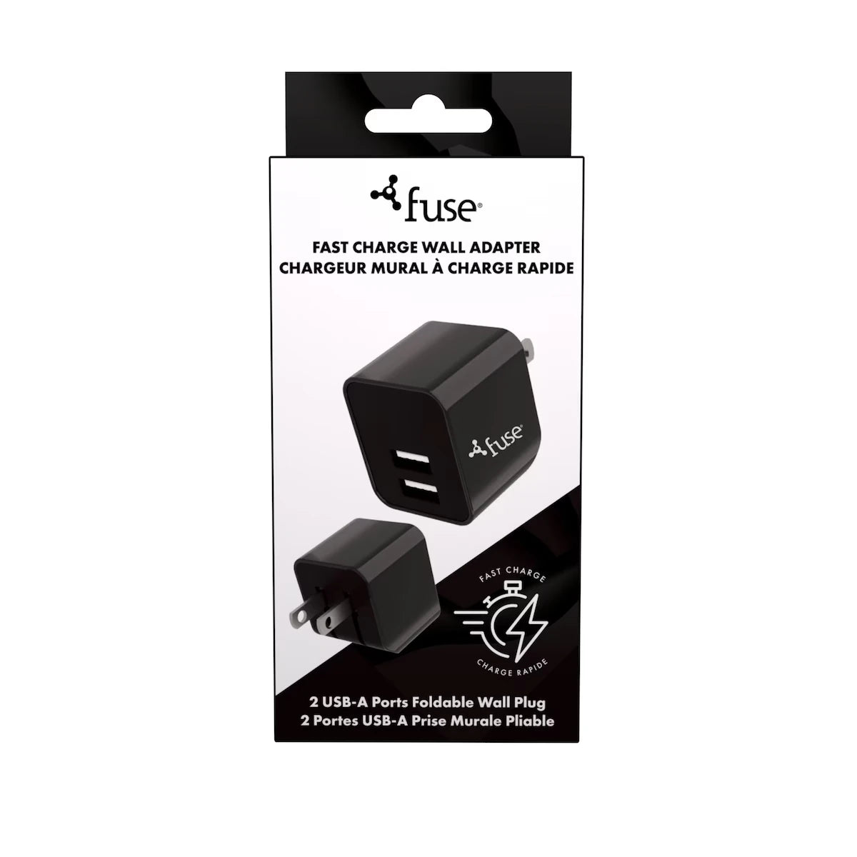 Chargeur mural USB à 2 ports – Noir