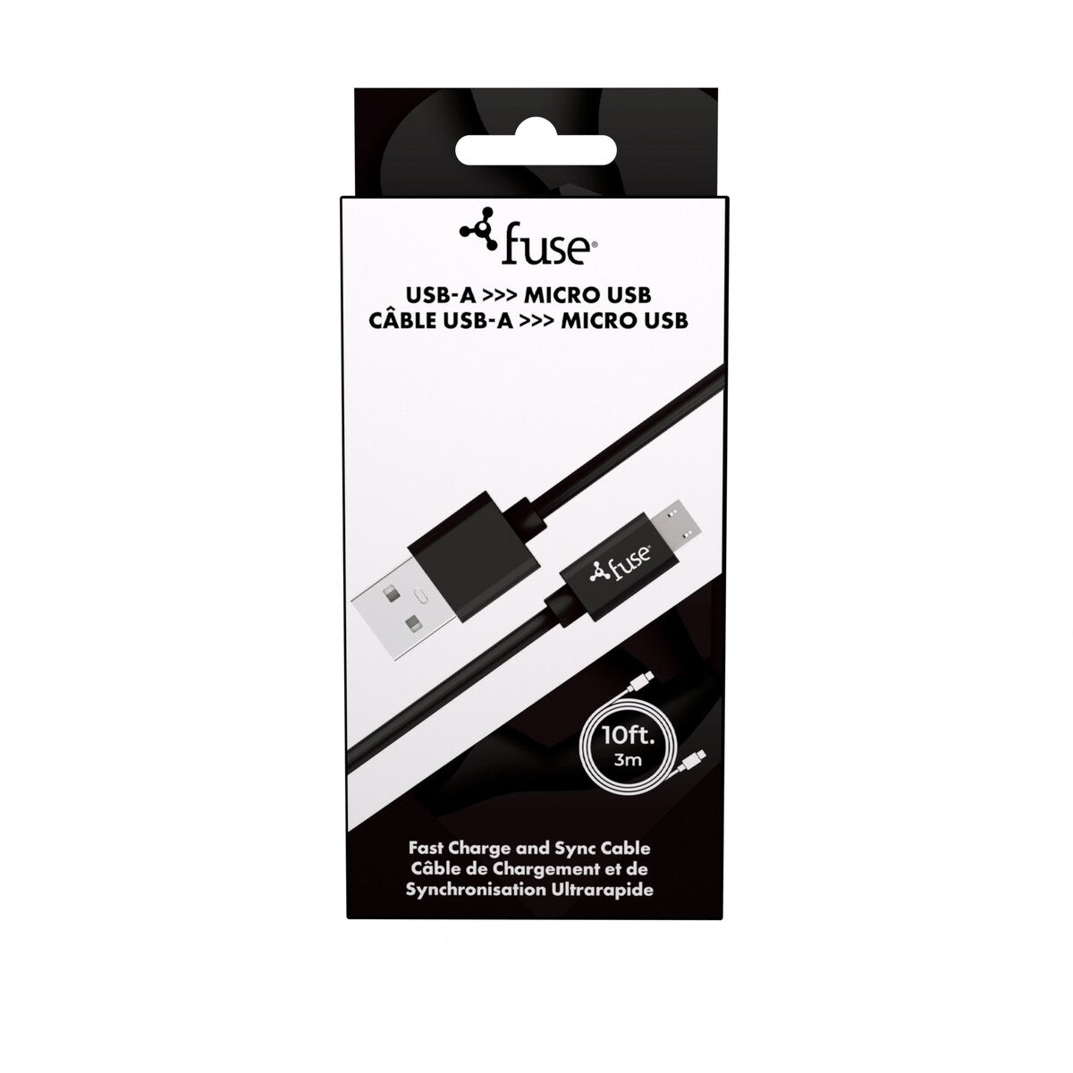 Câble Micro USB rond 10 pi – Noir