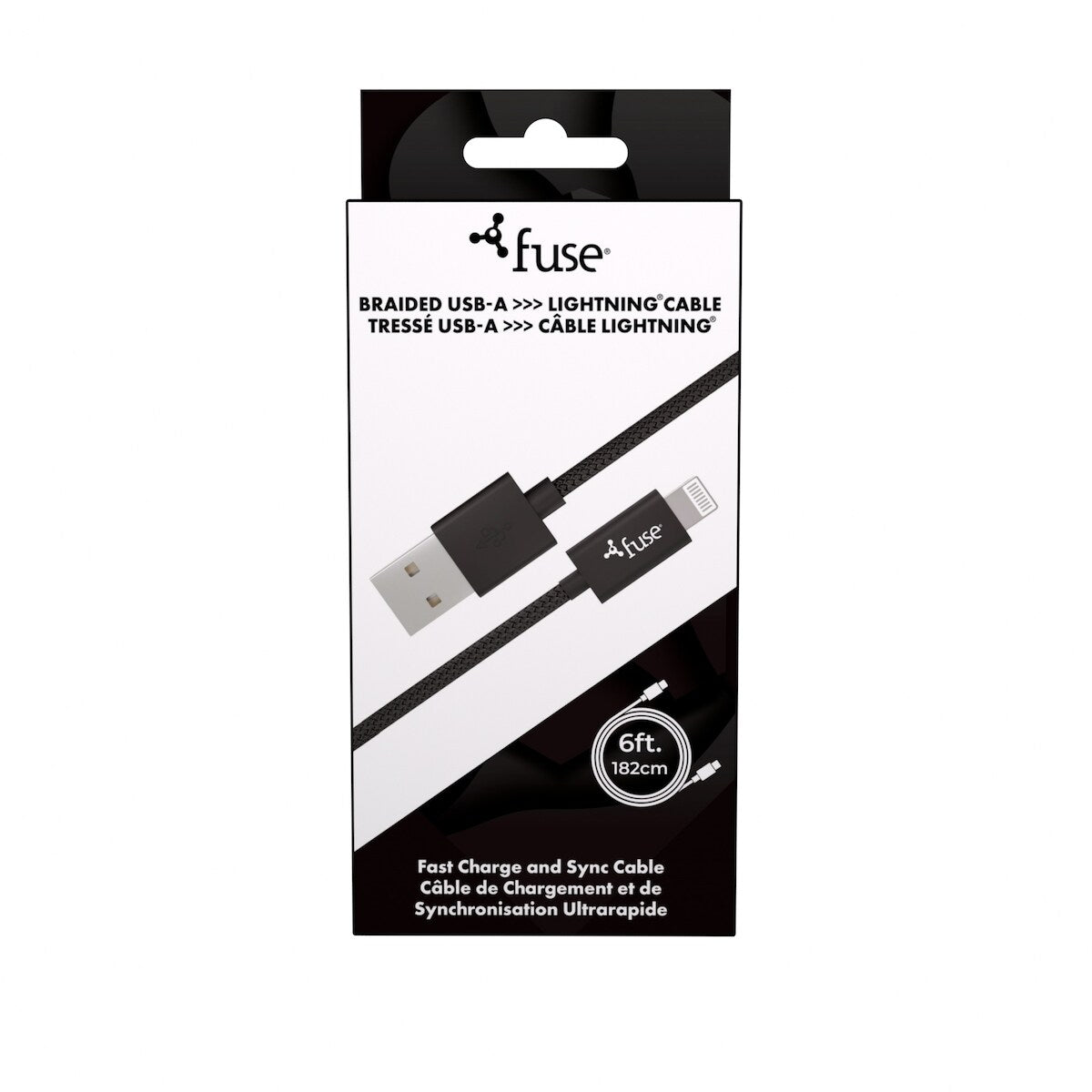 Câble Lightning tressé 6 pi – Noir