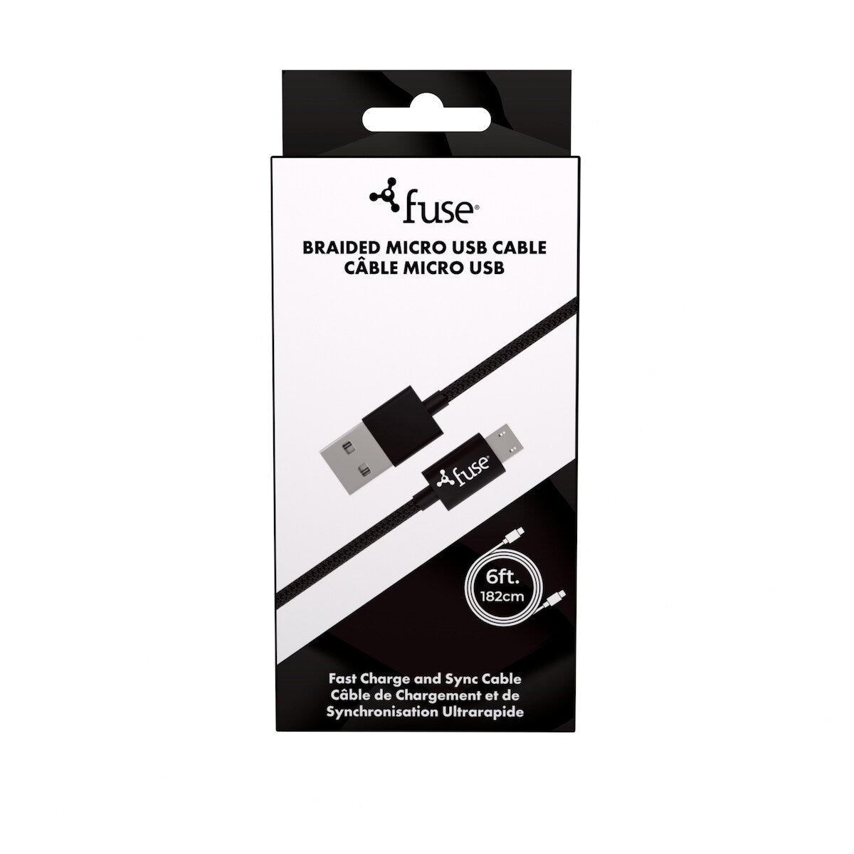 Câble Micro USB tressé 6 pi – Noir