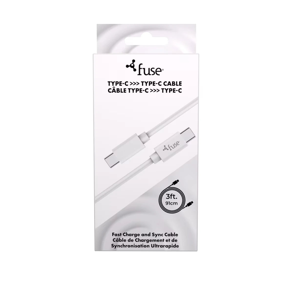 Câble Type-C vers Type-C 3 pi – Blanc