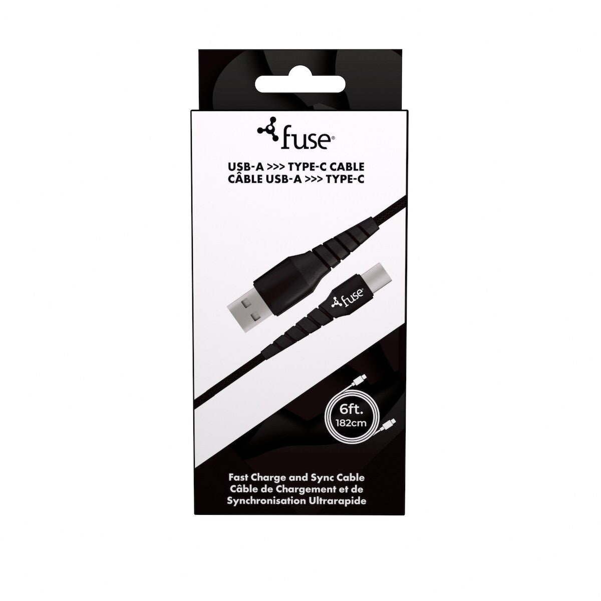 Câble Type-C vers USB-A 6 pi – Noir
